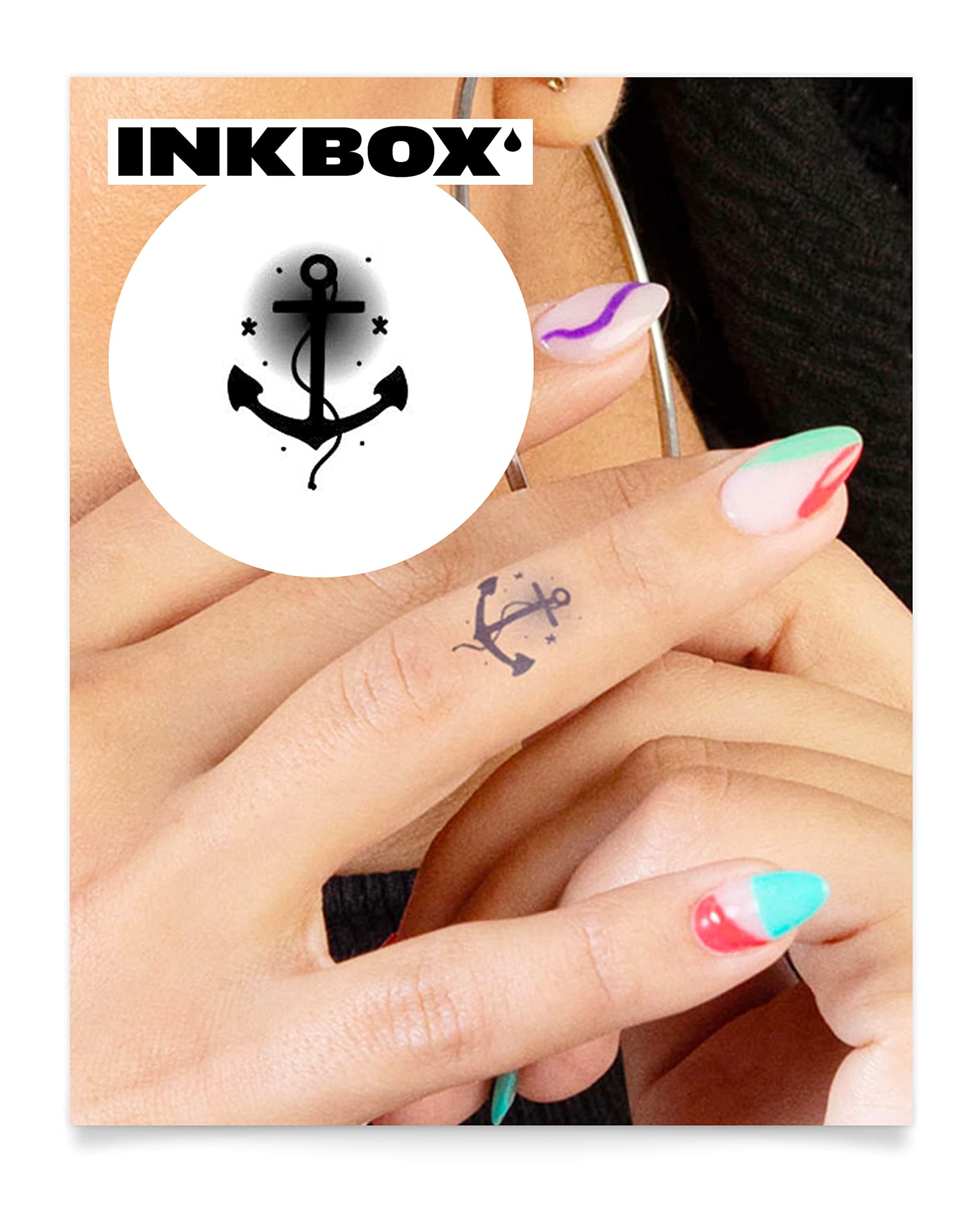 Inkbox Temporary Tattoos, Semi-Permanent Tattoo, One Premium Easy Long Lasting, Water-Resistant Temp Tattoo with For Now Ink - Lasts 1-2 Weeks, Admiral, 1 x 1 in