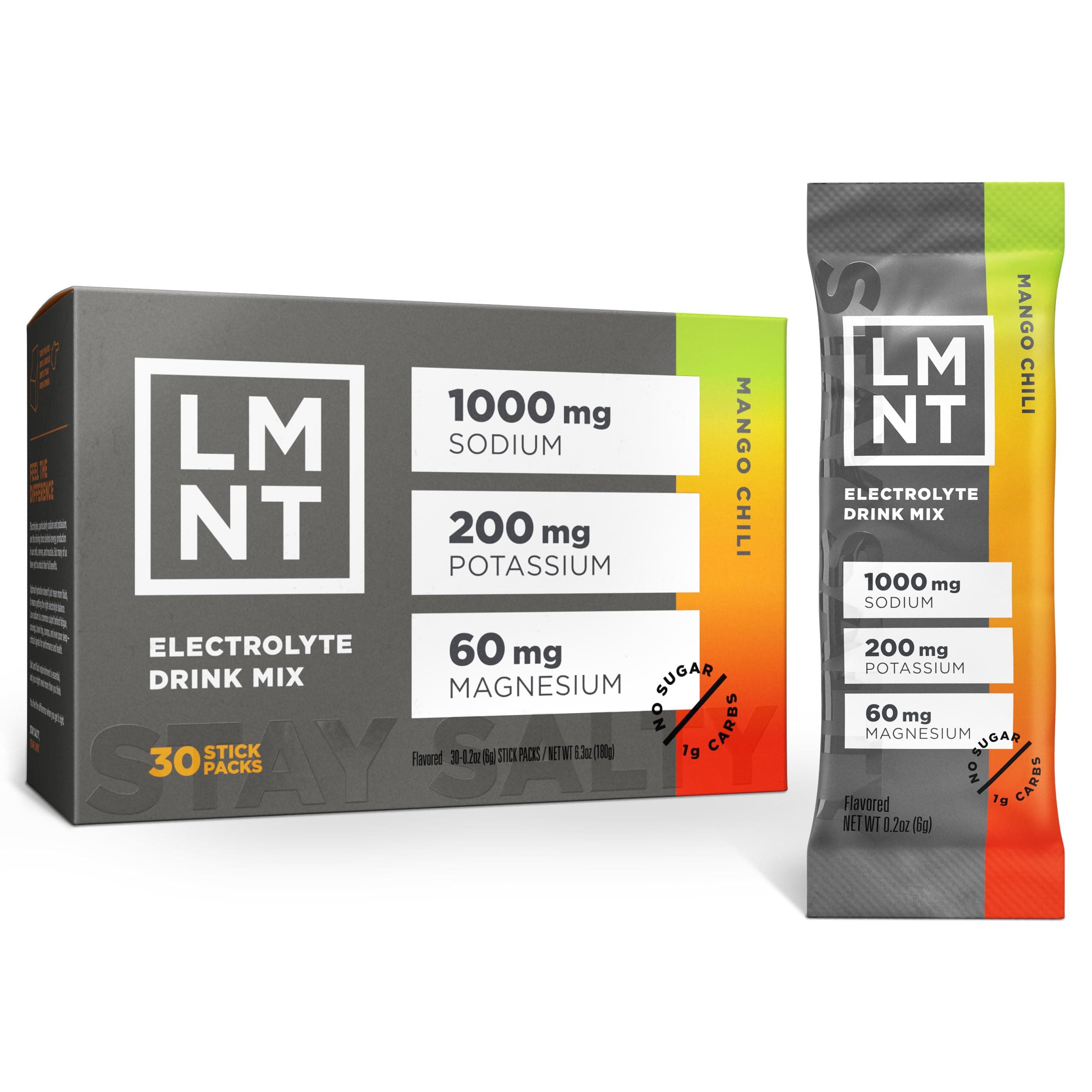 LMNT Zero Sugar Electrolytes - Mango Chili Salt | Drink Mix | 30 Count