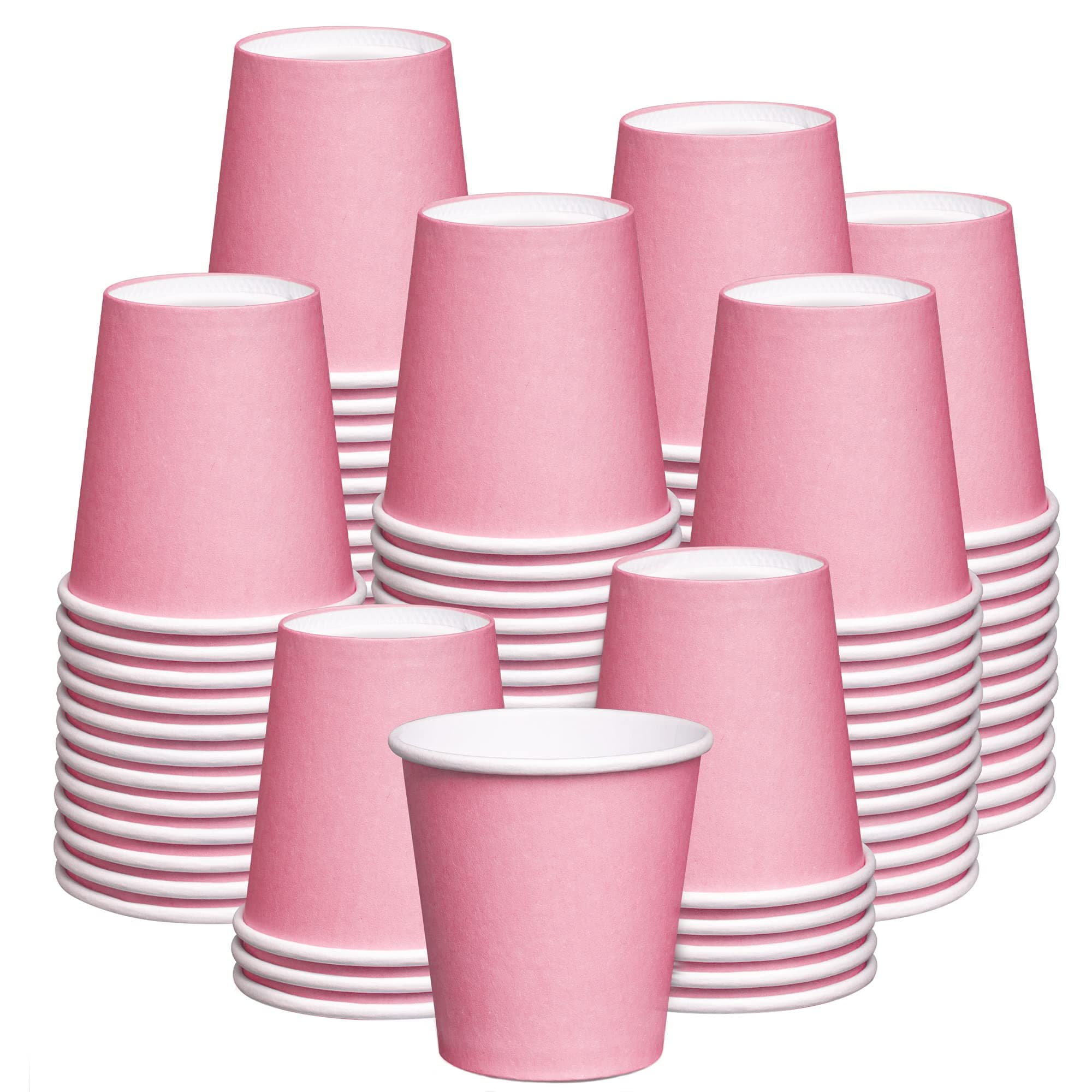 Comfy Package 3 oz. Small Paper Cups, Disposable Mini Bathroom Mouthwash Cups (Pink - 300)