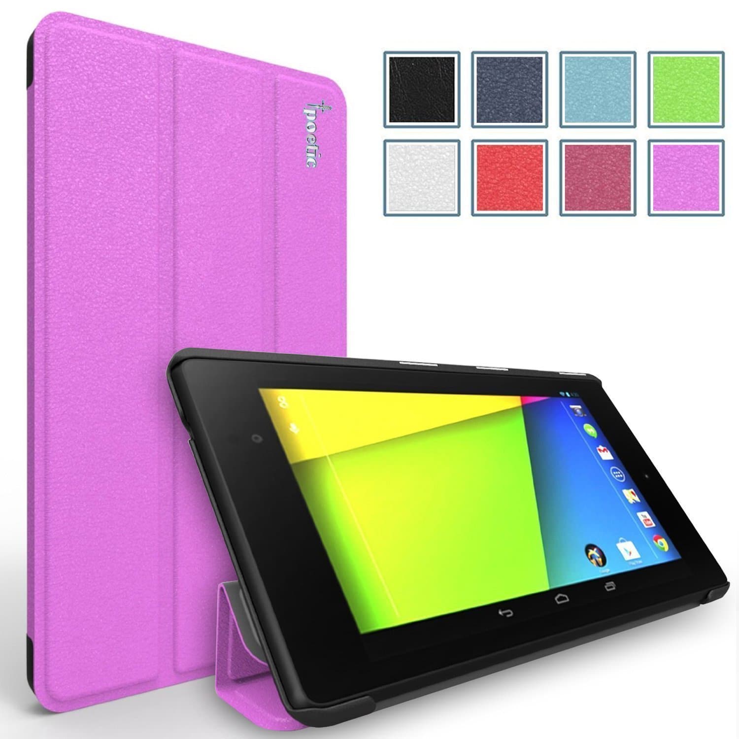 Google Nexus 7 2013 Case - Poetic Google Nexus 7 2013 Case [Slimline Series] - [Lightweight] [Ultra-slim] PU Leather Slim-Fit Trifold Cover Stand Folio Case for Google Nexus 7 2nd Gen 2013 Lavender