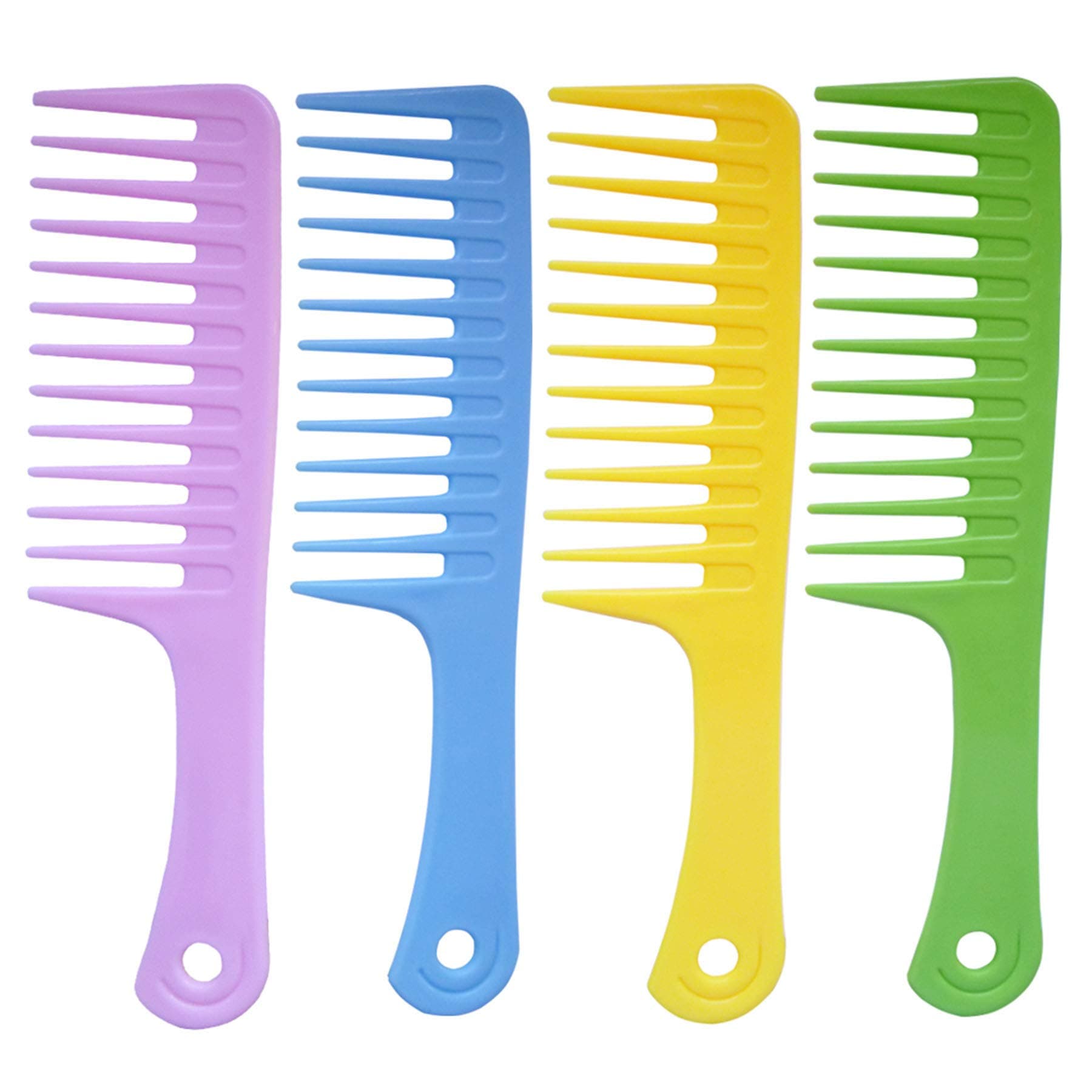 4 Pcs Wide Tooth Detangling Brush Set - Curl Comb, Styling Comb for Long, Wet or Curly Hair to Improve Blood Circulation