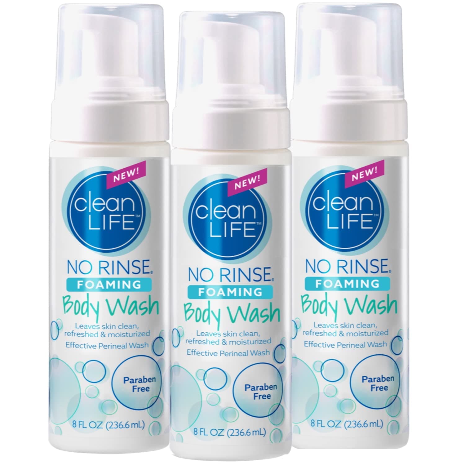 - No-Rinse Foaming Body Wash - Waterless Foam Cleanser for Elderly, Adults, Kids, Infants & Caregiver - Rinse-Free for Sensitive Skin - Travel Size- Refreshed & Moisturized Skin - 8 fl oz (Pack of 3)
