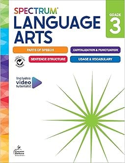 Spectrum Language Arts 3rd Grade Workbooks, ELA Activity Book for Kids Ages 8-9, Parts of Speech, Sentence Structure, English Grammar, Vocabulary, Spelling and More, Classroom or Homeschool Curriculum
