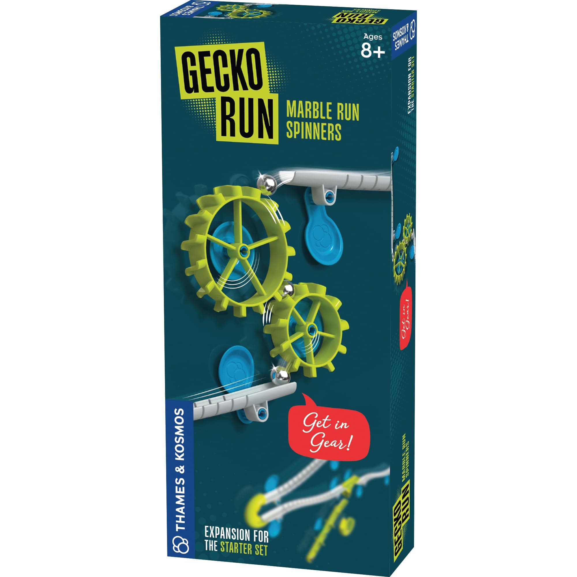 Gecko Run Marble Run Spinners Expansion Pack by Thames & Kosmos – Extra Stunt for Vertical Marble Run Starter Set; Fast, No-Mess Setup with Residue-Free Nano-Adhesive Pads for Hours of Creative Play