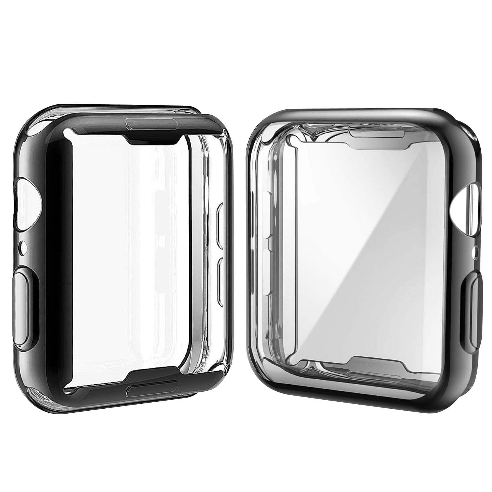 JULK Case for Apple Watch Series 6/SE/5/4 44mm [2-Pack] - TPU HD Ultra-Thin Cover (1 Black+1 Transparent)