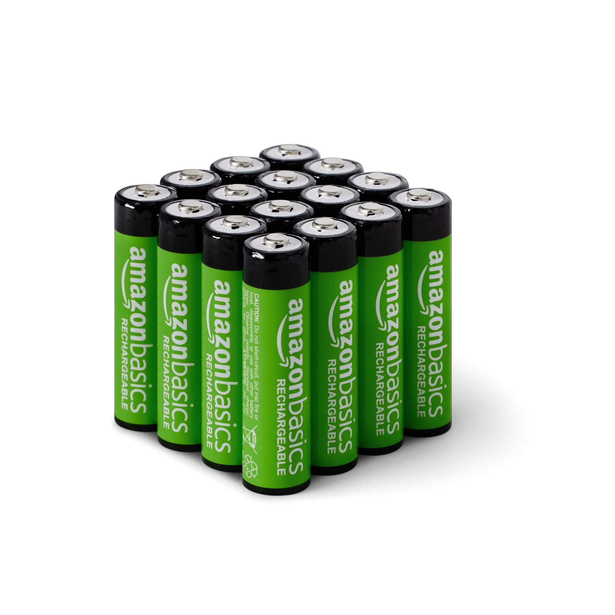 Amazon Basics 16-Pack Rechargeable AA NiMH Batteries, 2000 mAh, 1.2V, Low Self Discharge, Pre-Charged, Recharge up to 1000x Times