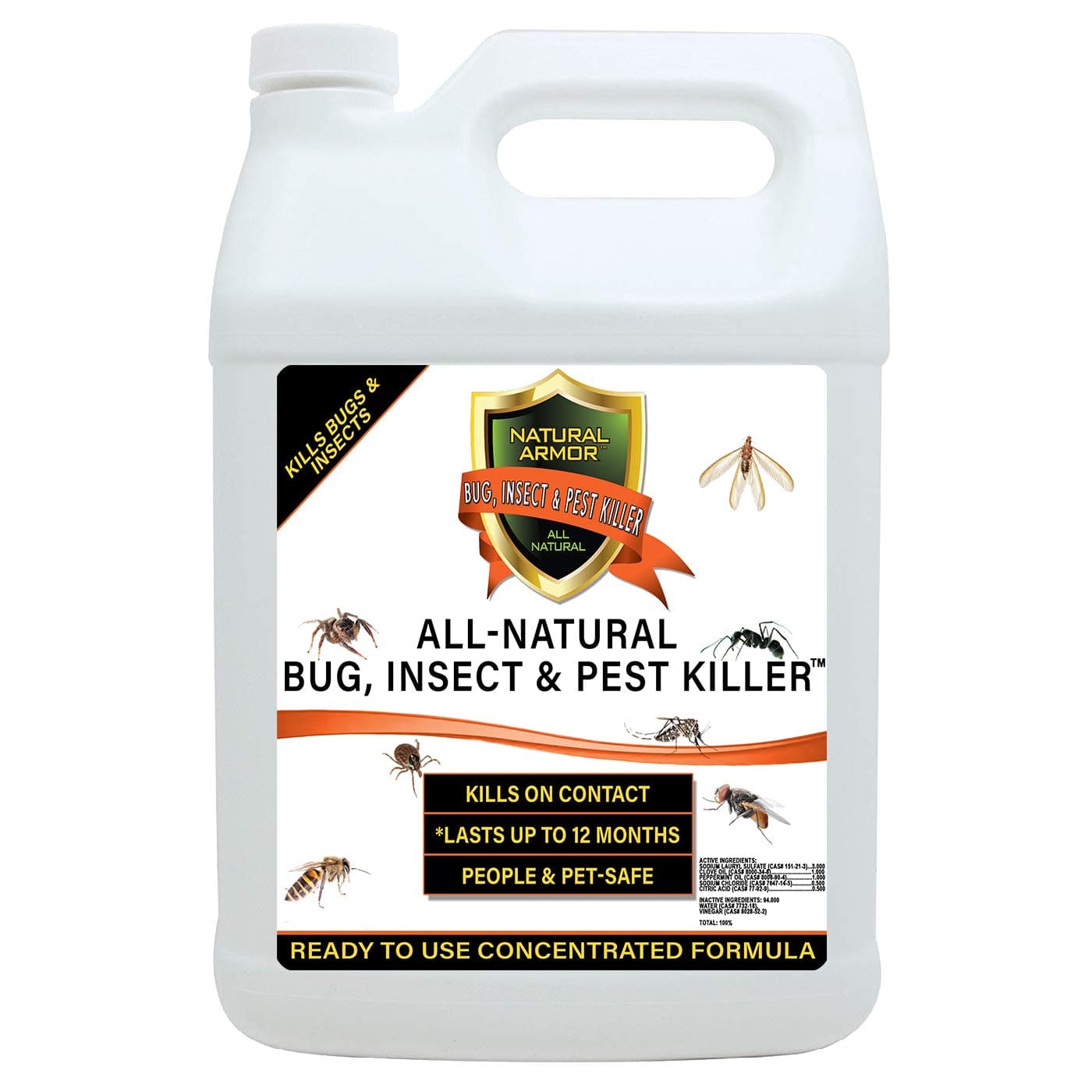 Natural Bug, Insect & Pest Killer & Control Including Fleas, Ticks, Ants, Spiders, Bed Bugs, Dust Mites, Roaches and More for Indoor and Outdoor Use, 128 Fl Oz Gallon Refill