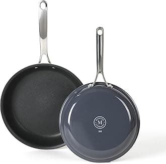 MARTHA STEWART Lockton 2 Piece 10" & 12" Heavy Gauge Aluminum Premium Nonstick Fry Pan Set - Grey