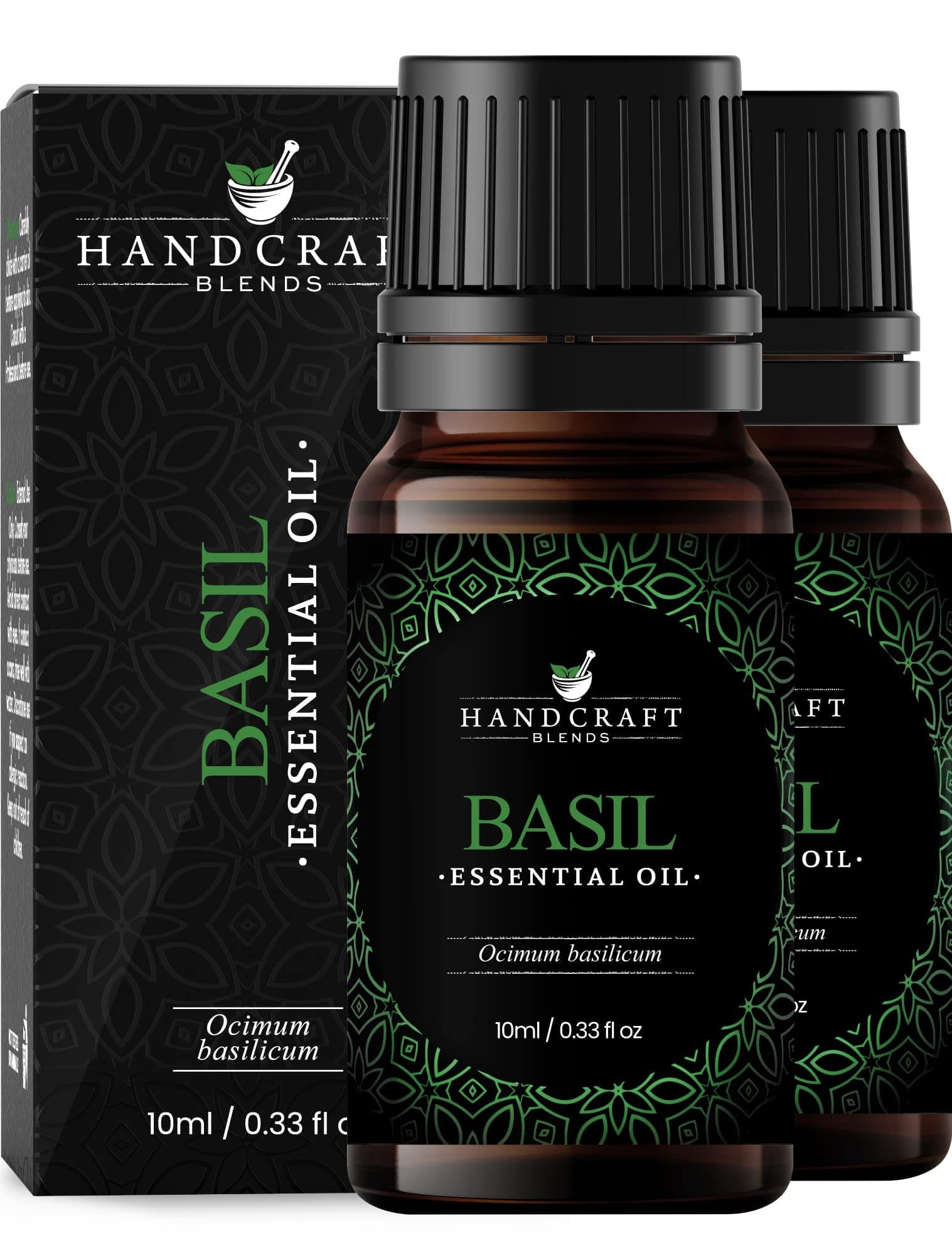 Basil Essential Oil - 0.33 Fl Oz - Pack of 2-100% Pure and Natural - Premium Grade Essential Oil for Diffuser and Aromatherapy