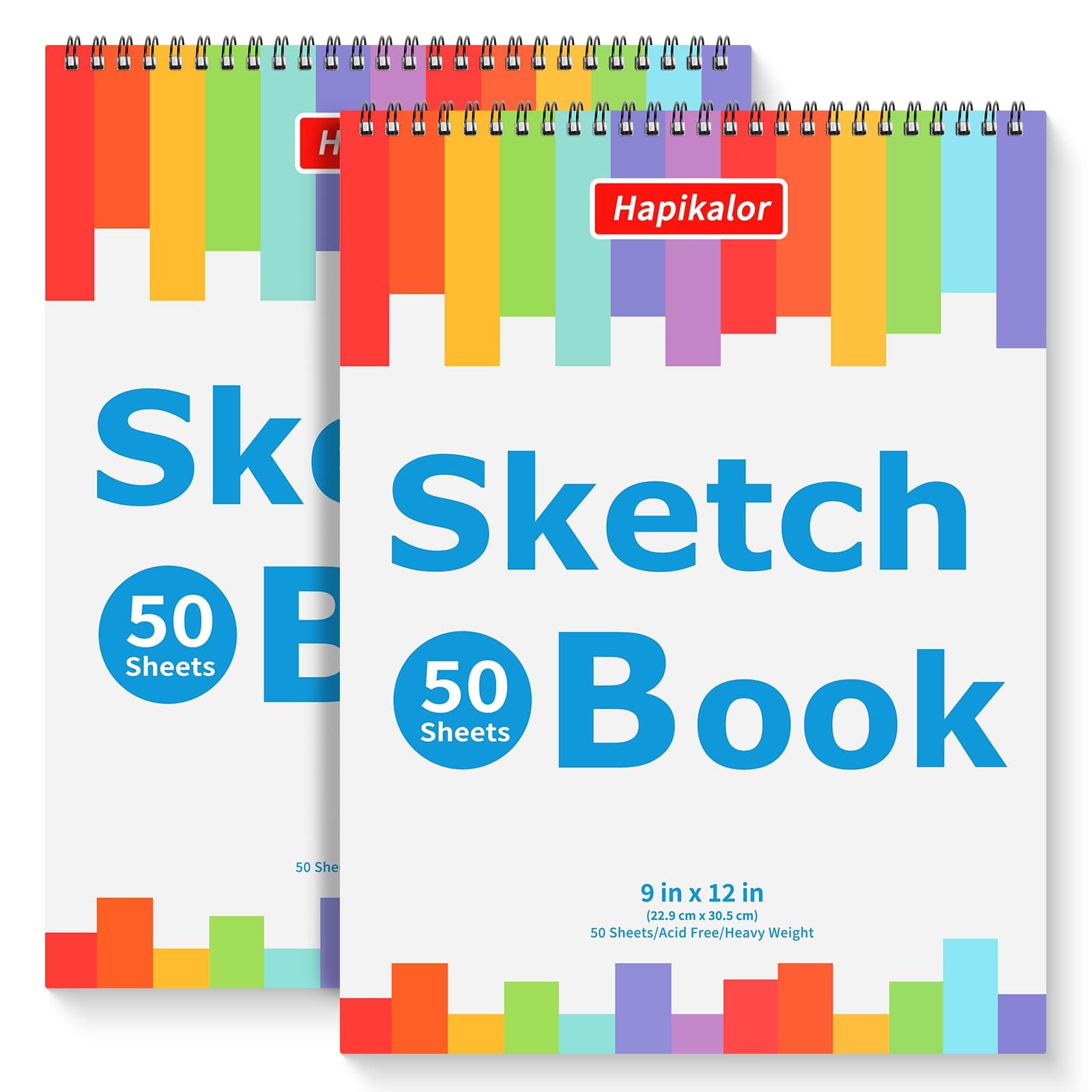 - 9" x 12" Sketch Book, 2-Pack 50 Sheets Spiral Bound Art Sketchbook, Acid Free Artist Drawing Book Paper, Art Supplies for Adults Kids, Craft Activities, Sketch Paper for Drawing Coloring Sketching