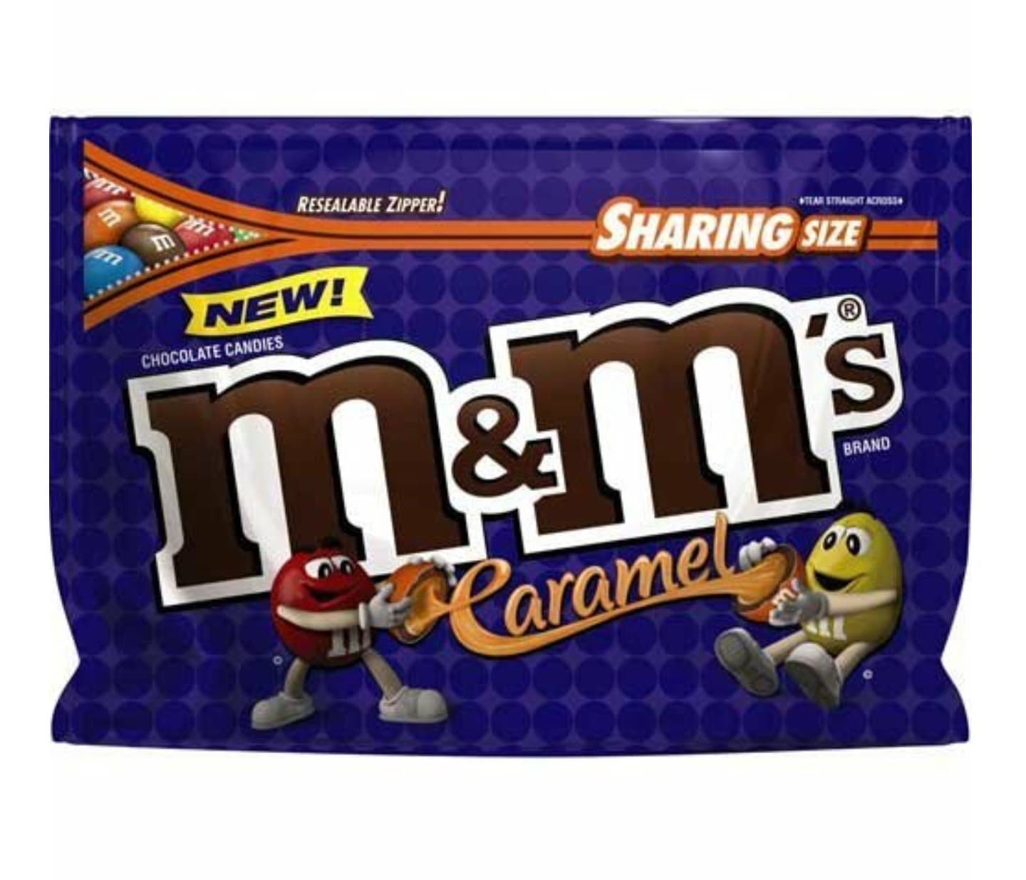 M&M's Caramel Chocolate Candy 9.6 oz Sharing Size. (Pack of 2)