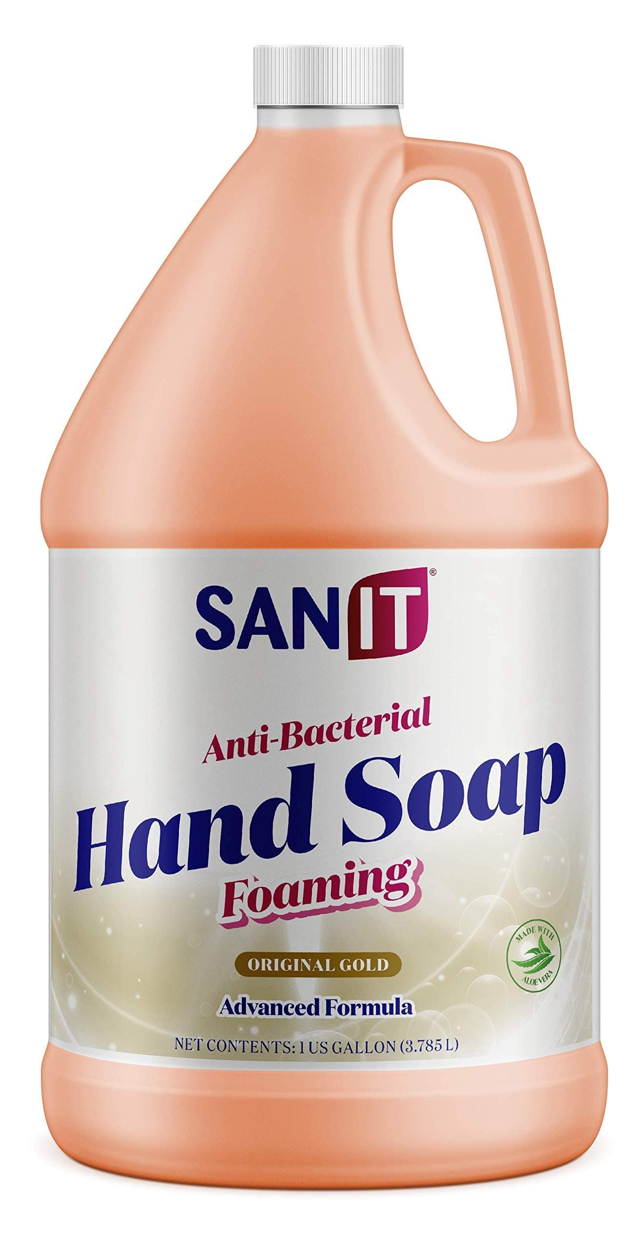 Sanit Antibacterial Foaming Hand Soap Refill - Advanced Formula with Aloe Vera and Moisturizers - All-Natural Moisturizing Hand Wash - Made in USA, Original Gold, 1 Gallon