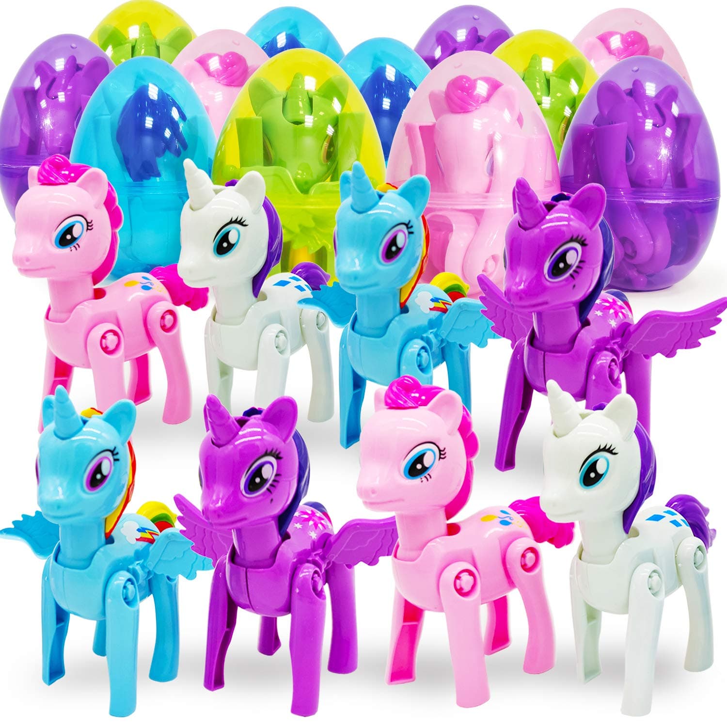 12 Pack Filled Easter Eggs with Unicorn Deformation, 3.1’’ Large Size Easter Surprise Eggs Toys for Kids Girls Boys Easter Unicorn Basket Stuffers Stocking Stuffers Easter Gifts Party Favors