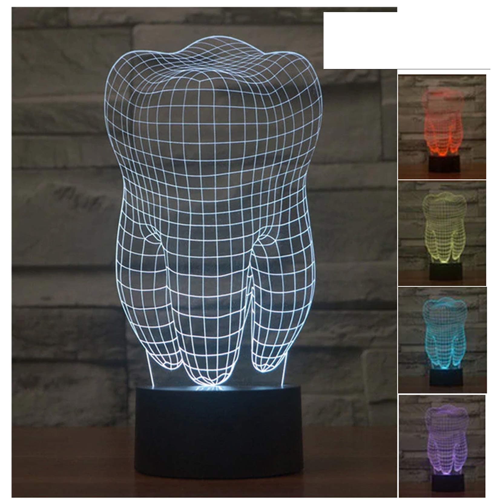 3D Tooth Led Illusion Table Lamp 7 Colors Change Night Light for Bedroom Home Decoration, Dentist, Wedding Birthday Christmas and Valentine Gift Artistic and Romantic Atmosphere