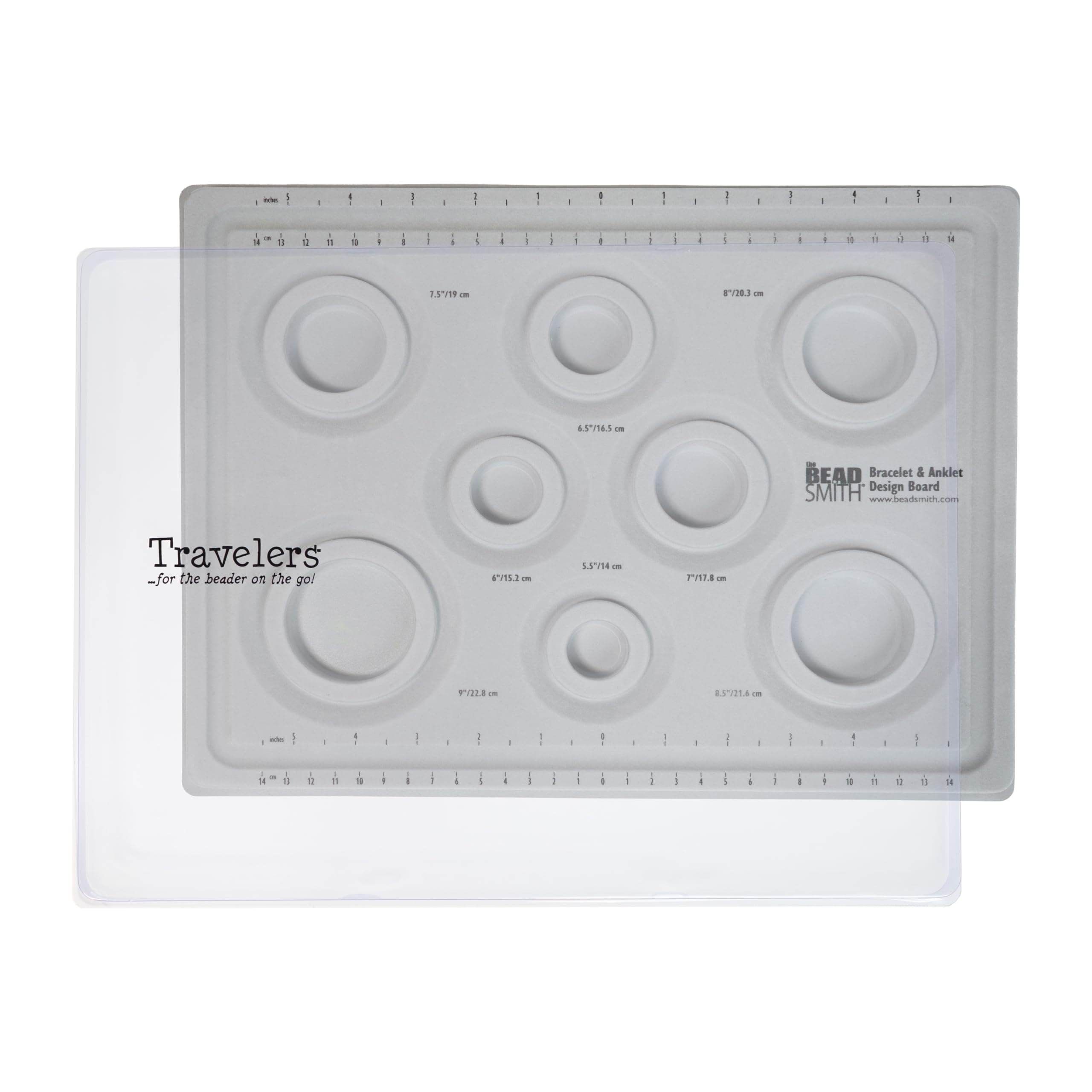 Elements Bracelet & Anklet Design Bead Board – 10.75 x 13.75 Inches – Removable Transparent Cover – Flocked Surface, Multiple Channels & Printed Ruler – for Jewelry Making