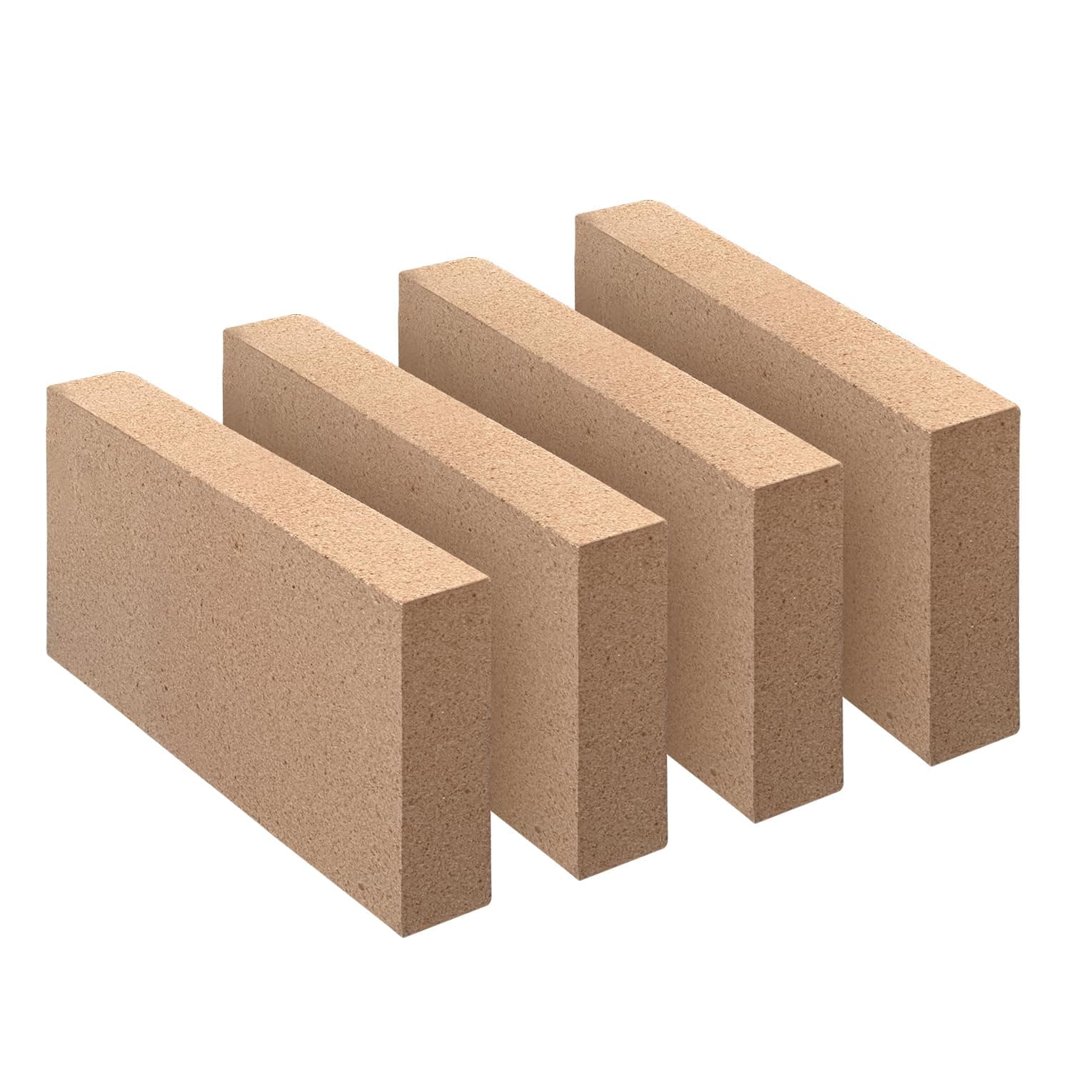 Fire Bricks, Food Grade, 3000F, Size 9" x 4-1/2" x 1-1/4", 4-Pack, Insulating, Refractory, Pizza Oven, Fireplace, Fire Pit, Kiln Accessories