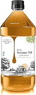 - Farm Naturelle 100% Pure & Unrefined Cold Pressed White Sesame (Gingelly) Oil – 2L Plastic Bottle | Kolhu/Kacchi Ghani/Chekku | Natural Daily Cooking Oil | Chemical-Free | Rich Aroma & Flavour