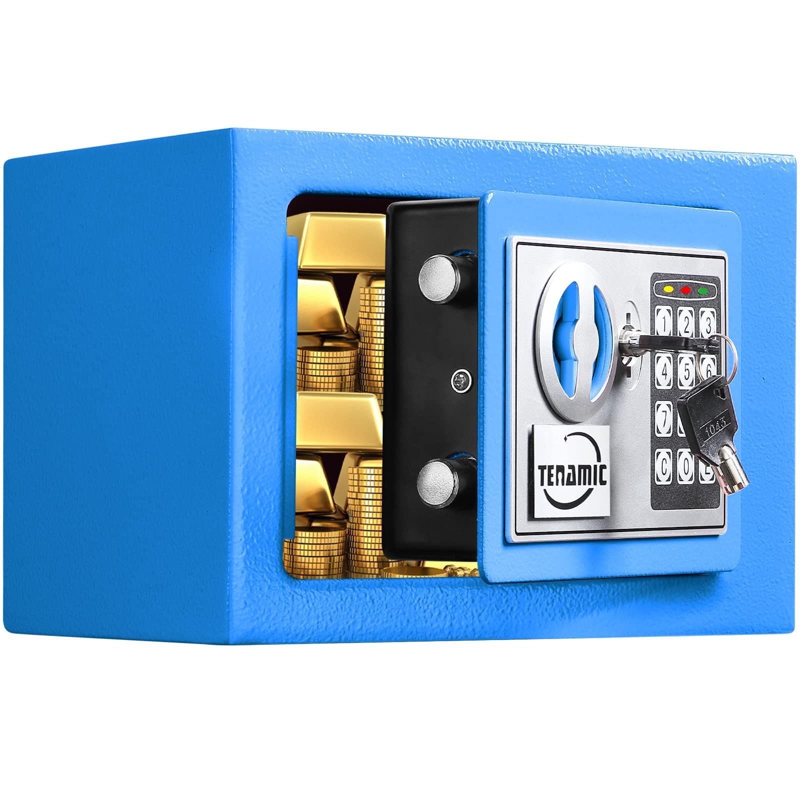 TENAMIC Safe Box 0.23 Cubic Feet Electronic Digital Security Box, Keypad Lock Box Cabinet Safes, Mini Safe Suitable for Office Hotel Home Safe, Blue
