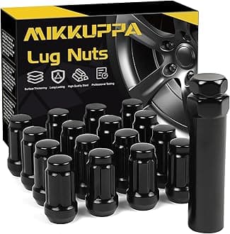 MIKKUPPA 16PCS M12x1.5 Lug Nuts, Black Spline Drive 17mm Hex ATV Tire Nuts Includes Socket Key Tool, Replacement for Polaris Ranger RZR Honda Can-Am Pioneer Maverick X3 Talon Outlander Civic