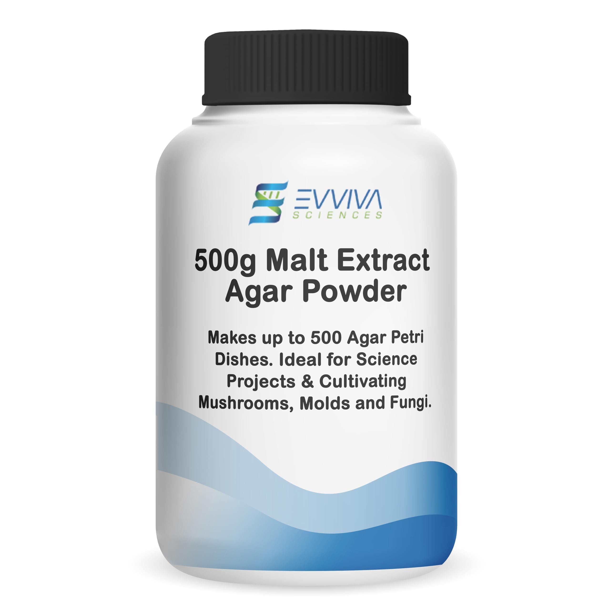 Malt Extract Agar Powder 500 Grams - Evviva Sciences - Make Over 500 Agar Petri Dishes - Premium Performance - Excellent for Mold & Fungus - Great for Mushrooms & Science Projects