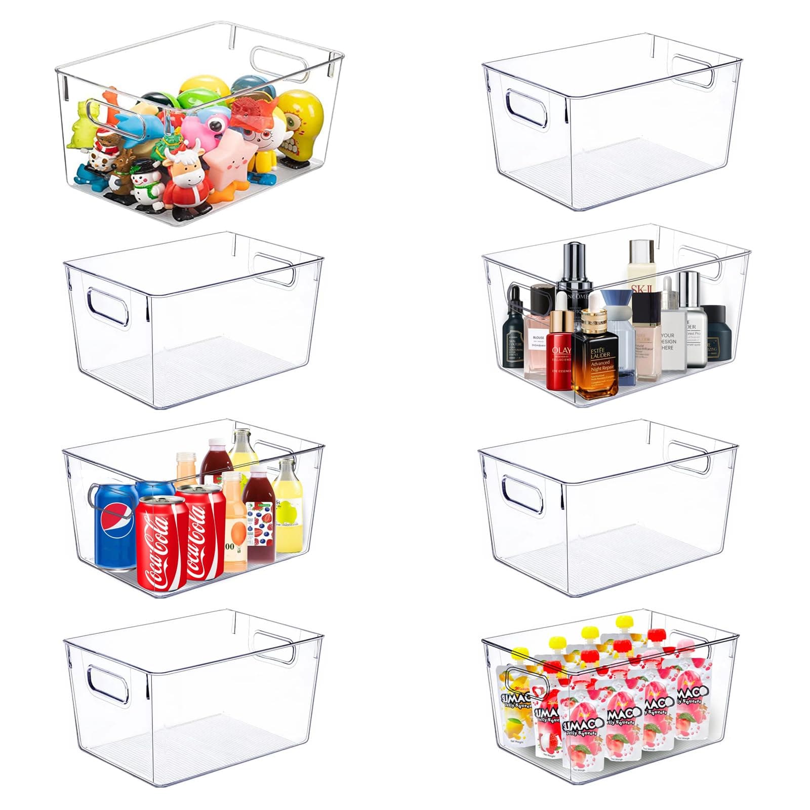 8 Pack Clear Plastic Storage Bins
