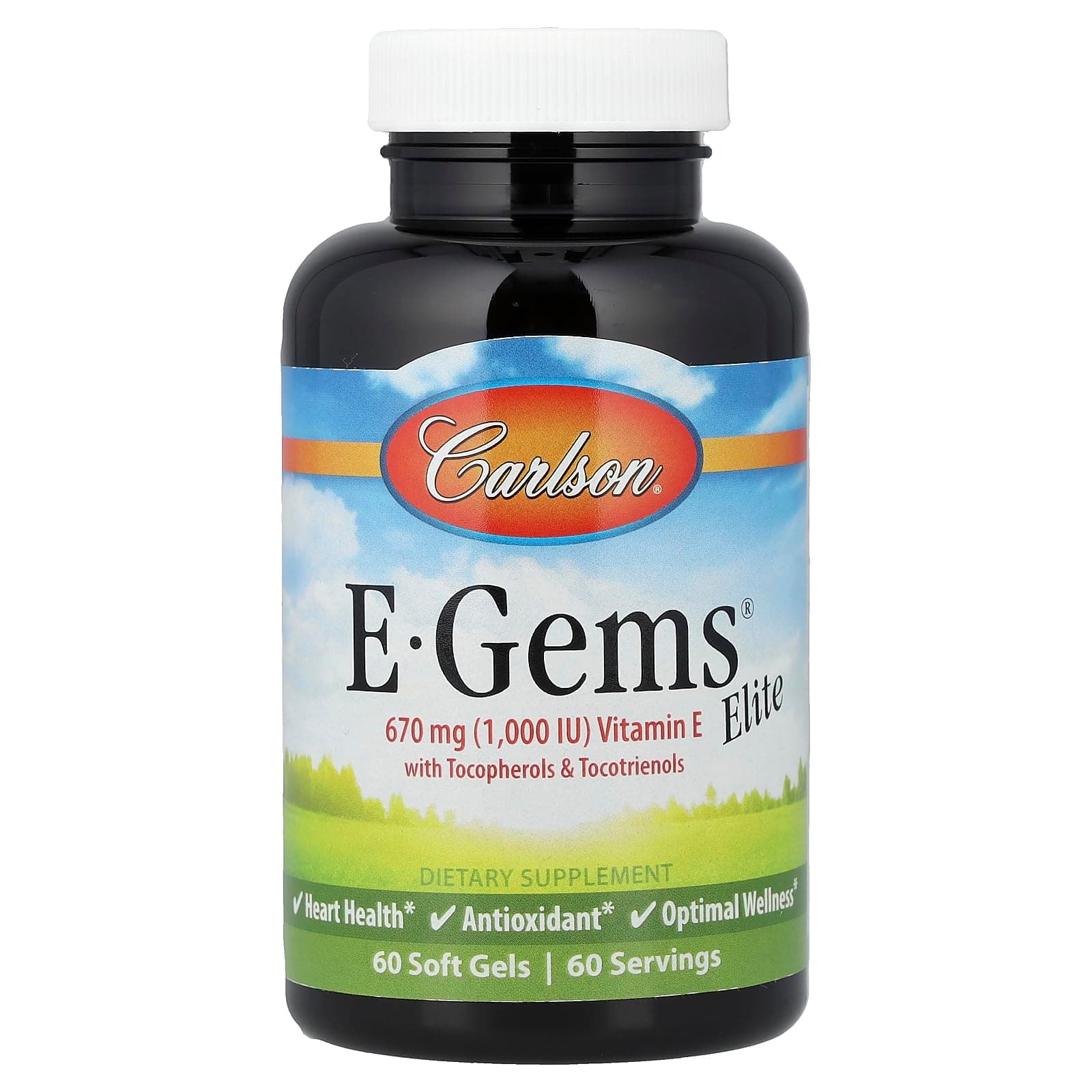 Carlson Labs E-Gems Natural Vitamin E Elite, 1000 IU, 60 Softgels