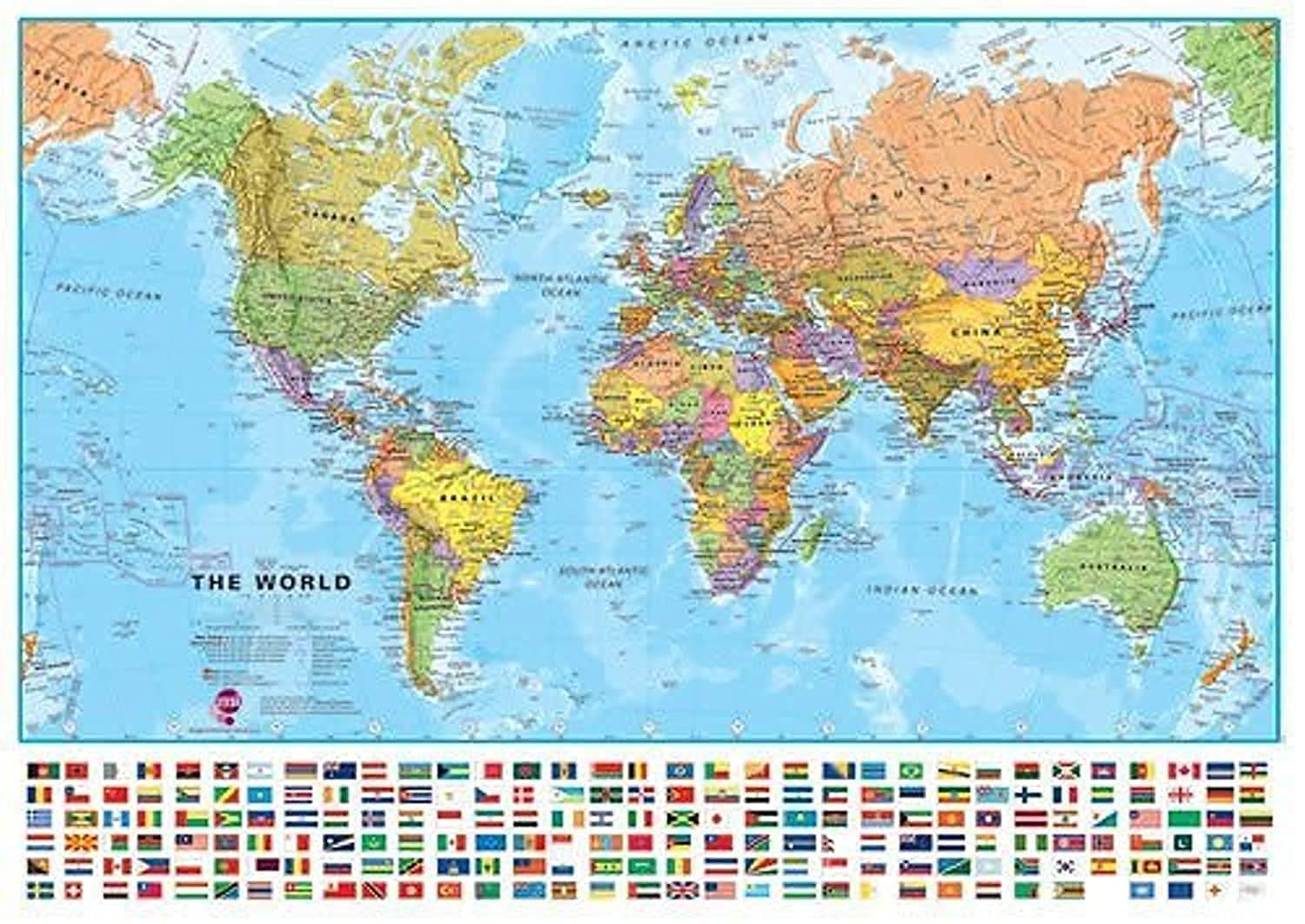 World Political Map With Flags