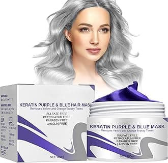 Hair mask for dry and bleached hair, vitamins keratin hair treatment silver hair mask, hair mask for blonde, bleached or highlighted hair, neutralizes yellow tint, repairs hair damage