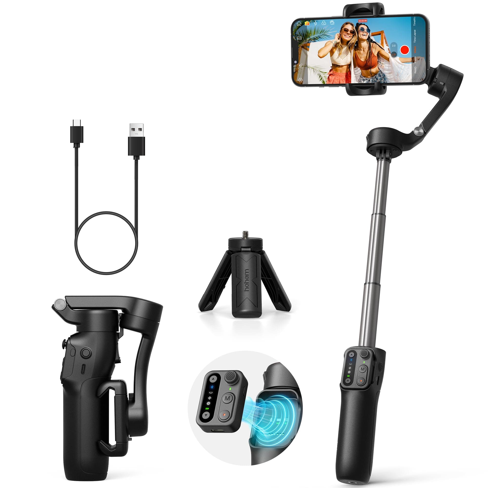 iSteady X3 SE Plus Gimbal Stabilizer for iPhone, 3-Axis Phone Gimbal with Detachable Remote Control, Extendable Rod, 11-Hour Battery, Portable Foldable Stabilizer for Video Recording