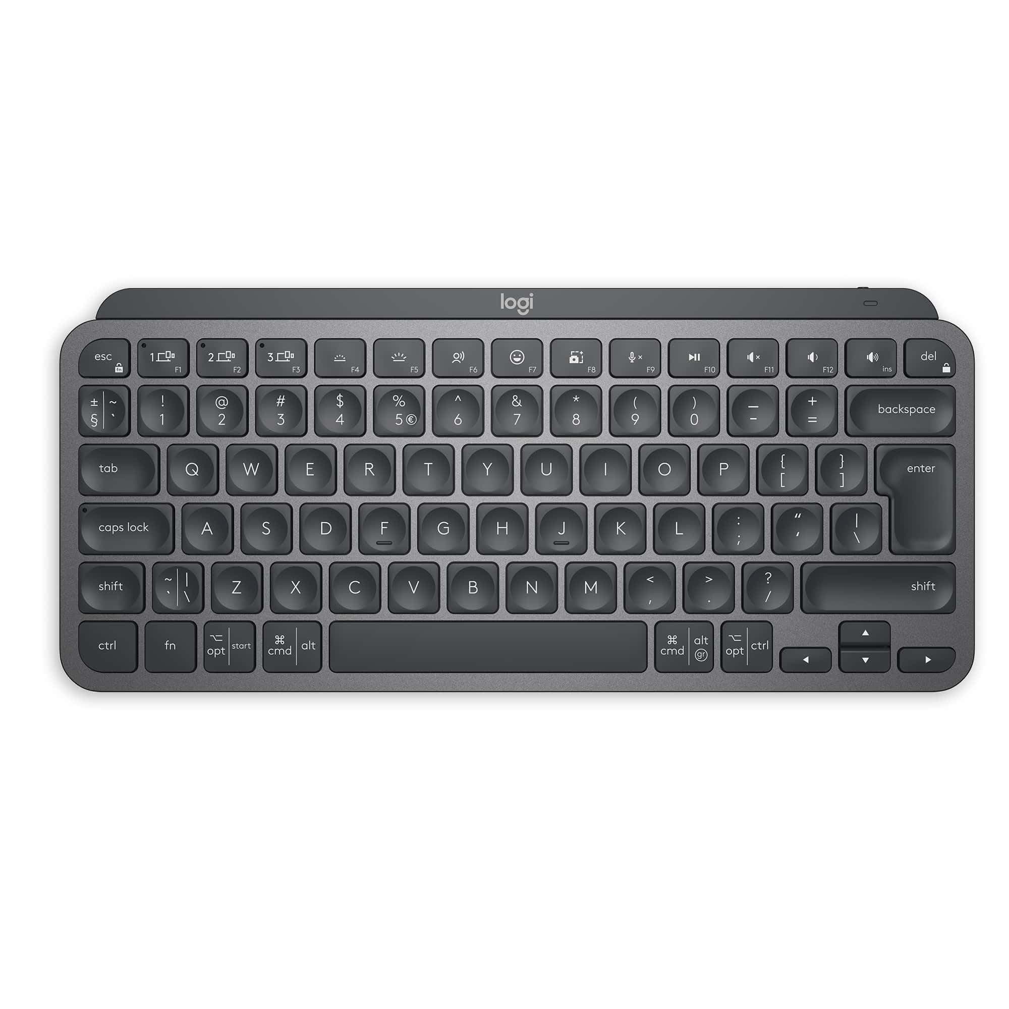 MX Keys Mini Minimalist Wireless Illuminated Keyboard with Free Adobe Subscription, Compact, Bluetooth, Backlit, USB-C, Metal Build-Graphite