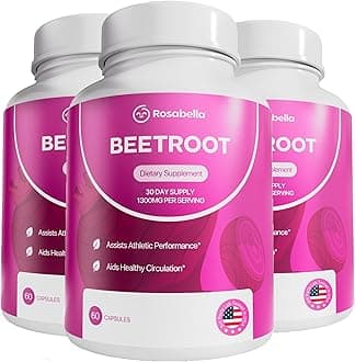 Rosabella Organic Beet Root Capsules - 1300mg Beet Root Powder Aids Healthy Circulation & Vitality, Non-GMO, Beet Root Supplement - 180 Capsules, 90-Day Supply