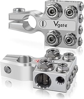 Vgate 12-Way Lead Acid Battery Terminal Connector, Multi-Size Hole Holder, 8AWG up to 4/0(XL) AWG Gauge, Positive & Negative for SAE/DIN/EN Tapered Top Post