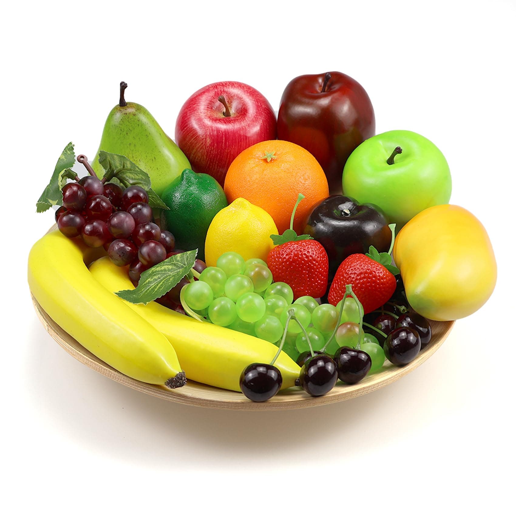 20 Pcs Fake Fruit Pack, Artificial Fruit for Decoration Party, Realistic Fake Fruits Table Centrepieces Decoration Home Kitchen, Lifelike Faux Fruits Apple Bananas Grape Mango Orange Pear