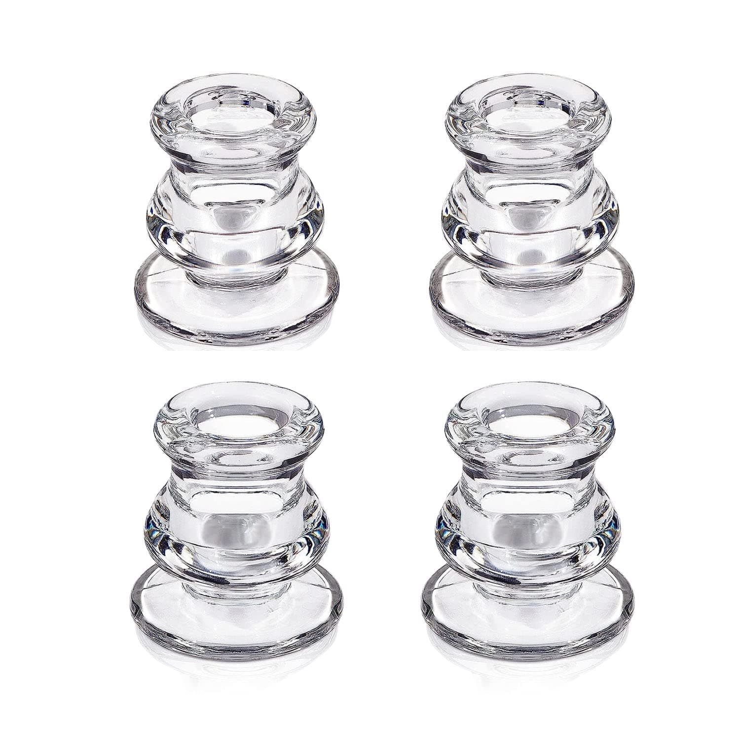 Angju Candlestick Holders Bulk - 4PCS Taper Candle Holders for Table Centerpiece - Thick Glass Candle Holders for Wedding, Party and Festival Decoration