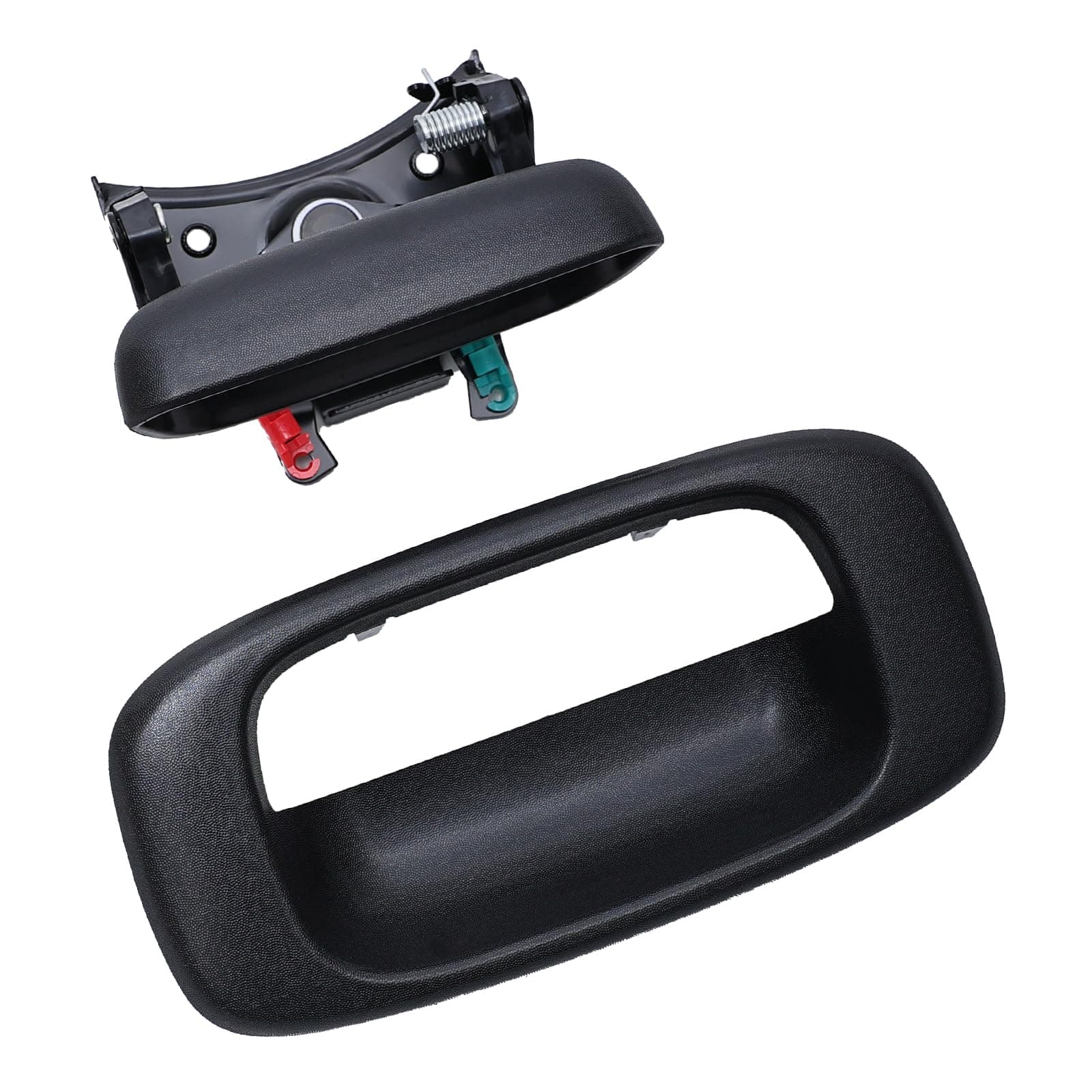 Premium Tailgate Handle Latch and Bezel Trim with Rod Clips, Fits for 1999-2007 Chevy Silverado GMC Sierra 1500 2500 3500, Replaces# 15997911, 15228539, 15228540, 15228541