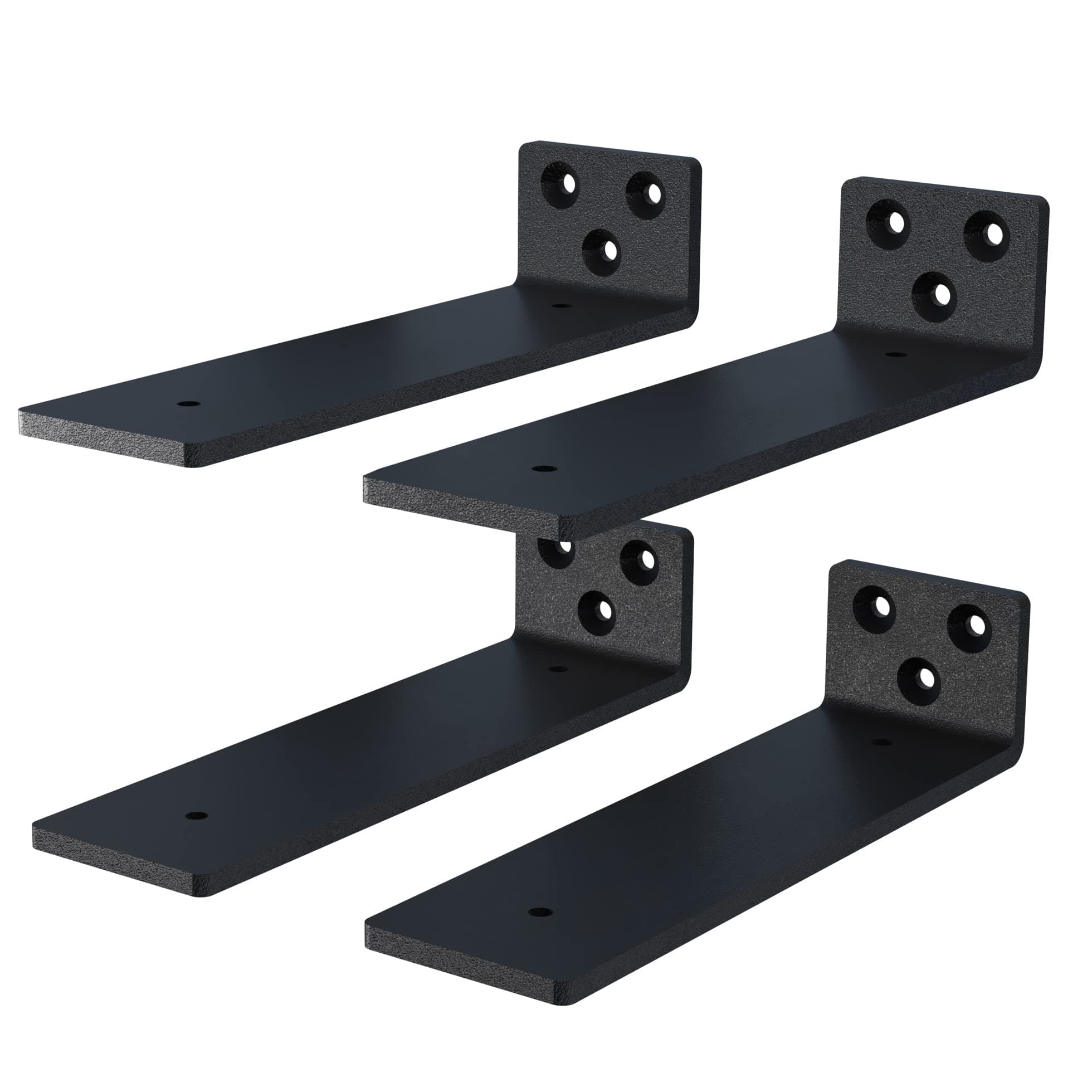 4-Pack 10 Inch Floating Shelf Brackets, Heavy Duty Hidden Shelves Bracket for Small Shelf, Kitchen Shelf, Nursery Shelf, Black Powder Coated Steel