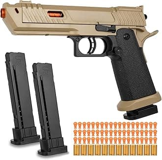 Soft Bullet Toy Gun Shell Ejecting with 120 Bullets, Rapid-fire Realistic Toy Gun for Boys, Shooting Game Toy Pistol Model Gun, Christmas Birthday Gifts for Boys Girls Age 6+ (Sand)