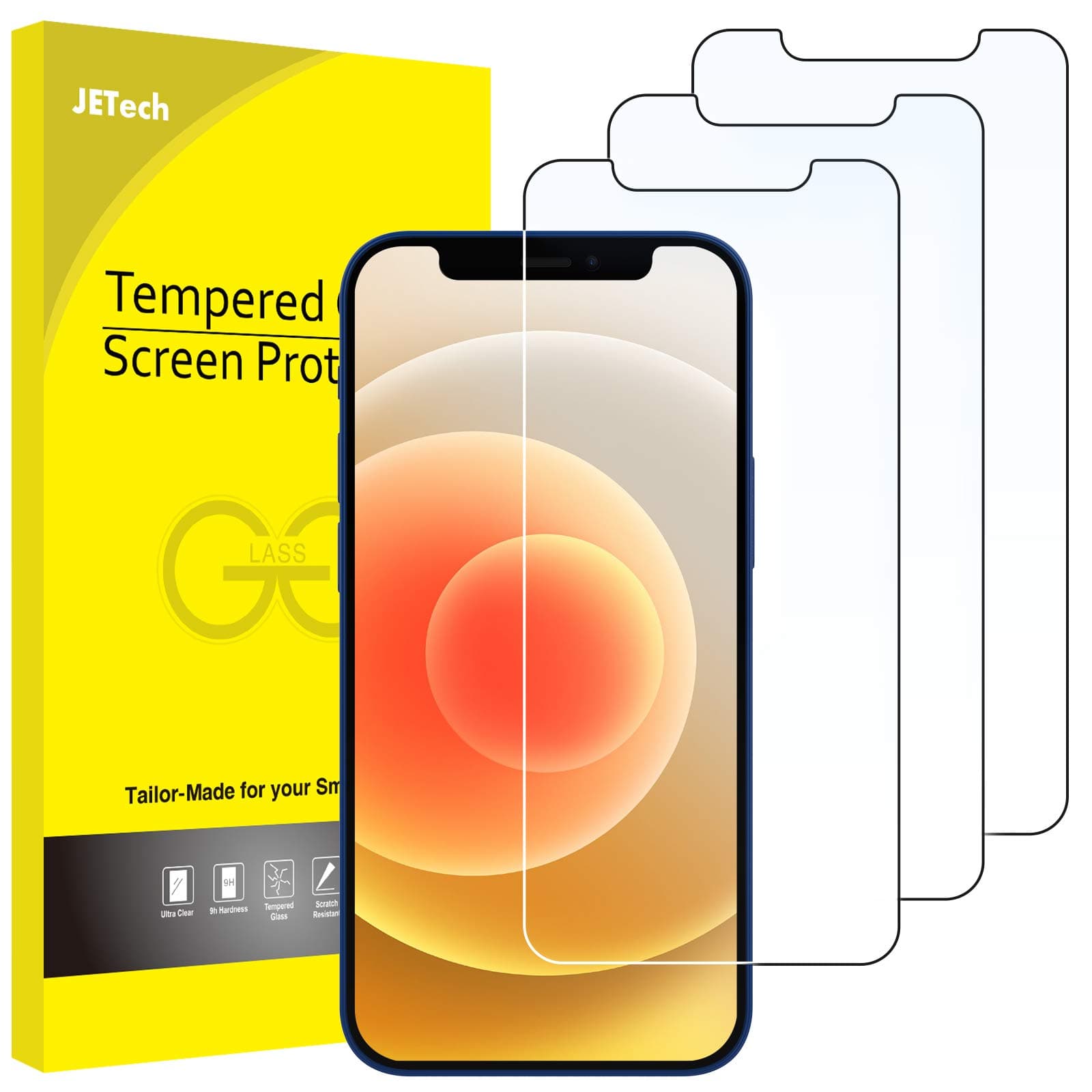 – Screen Protector for iPhone 12/12 Pro 6.1-Inch, Tempered Glass Film, 3-Pack