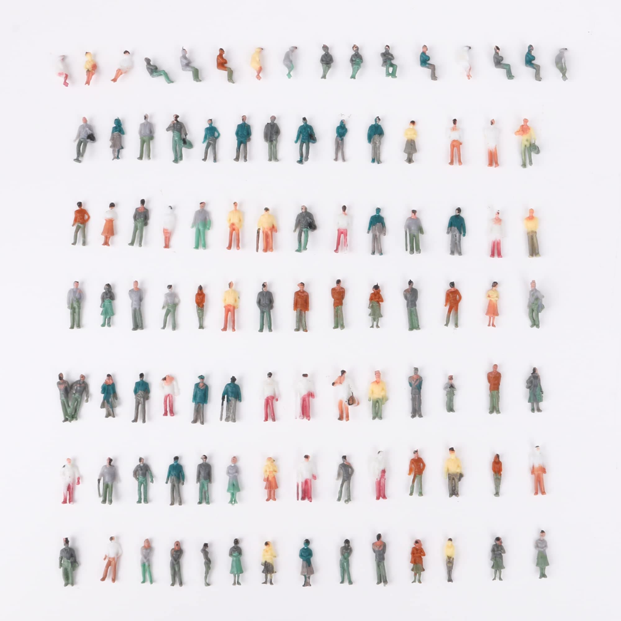 100PCS 1/100 Painted Figures Tiny People Model Painted Figures People Figure Layout Plastic