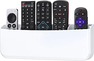 Hole-Free Remote Holder – Eliminates The Need to Drill Holes in Your Wall (Premium White Remote Control Holder for 5 or 6 Remotes)