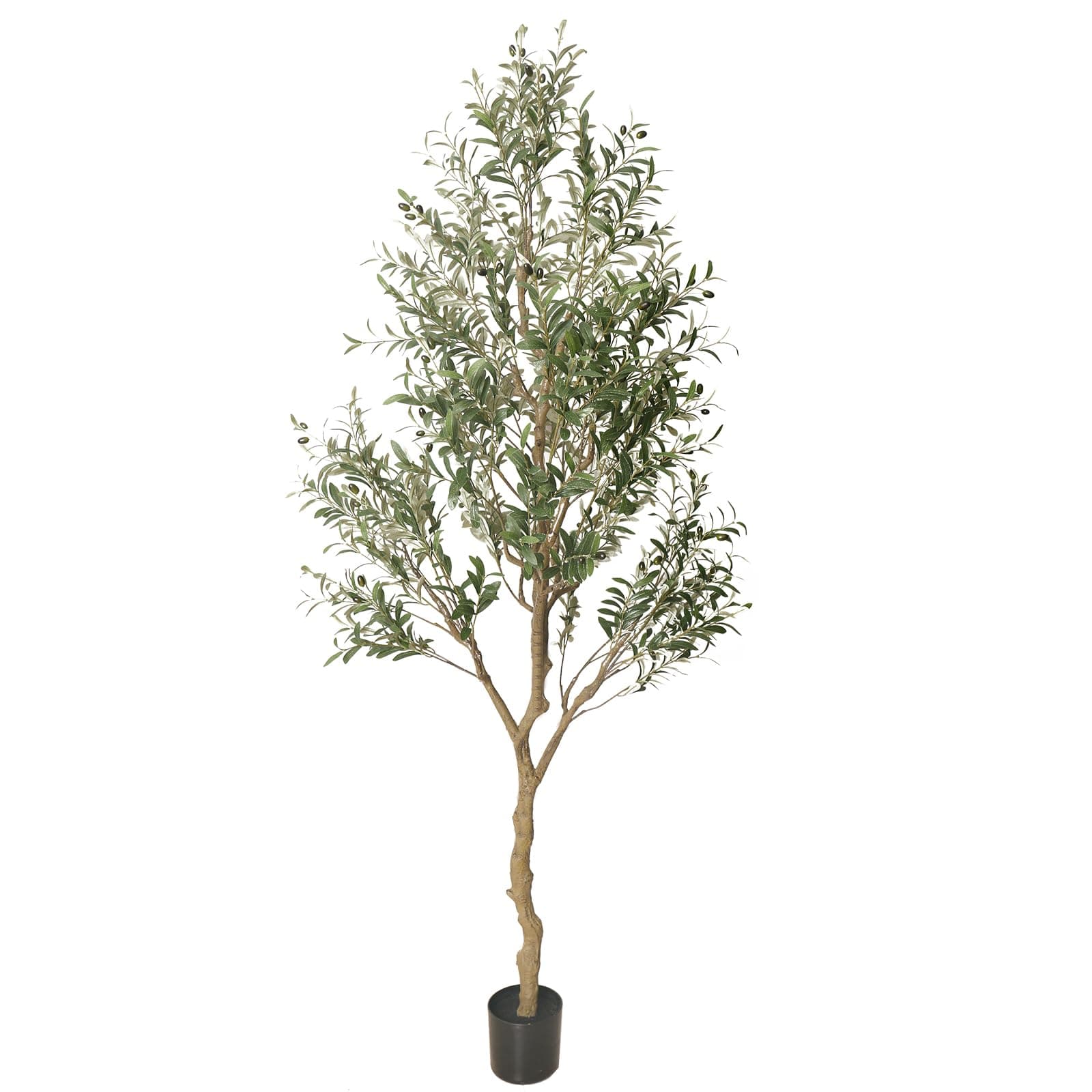Phimos Artificial Olive Tree Tall Fake Potted Olive Silk Tree with Planter Large Faux Olive Branches and Fruits Artificial Tree for Modern Home Office Living Room Floor Decor Indoor (7.2FT)