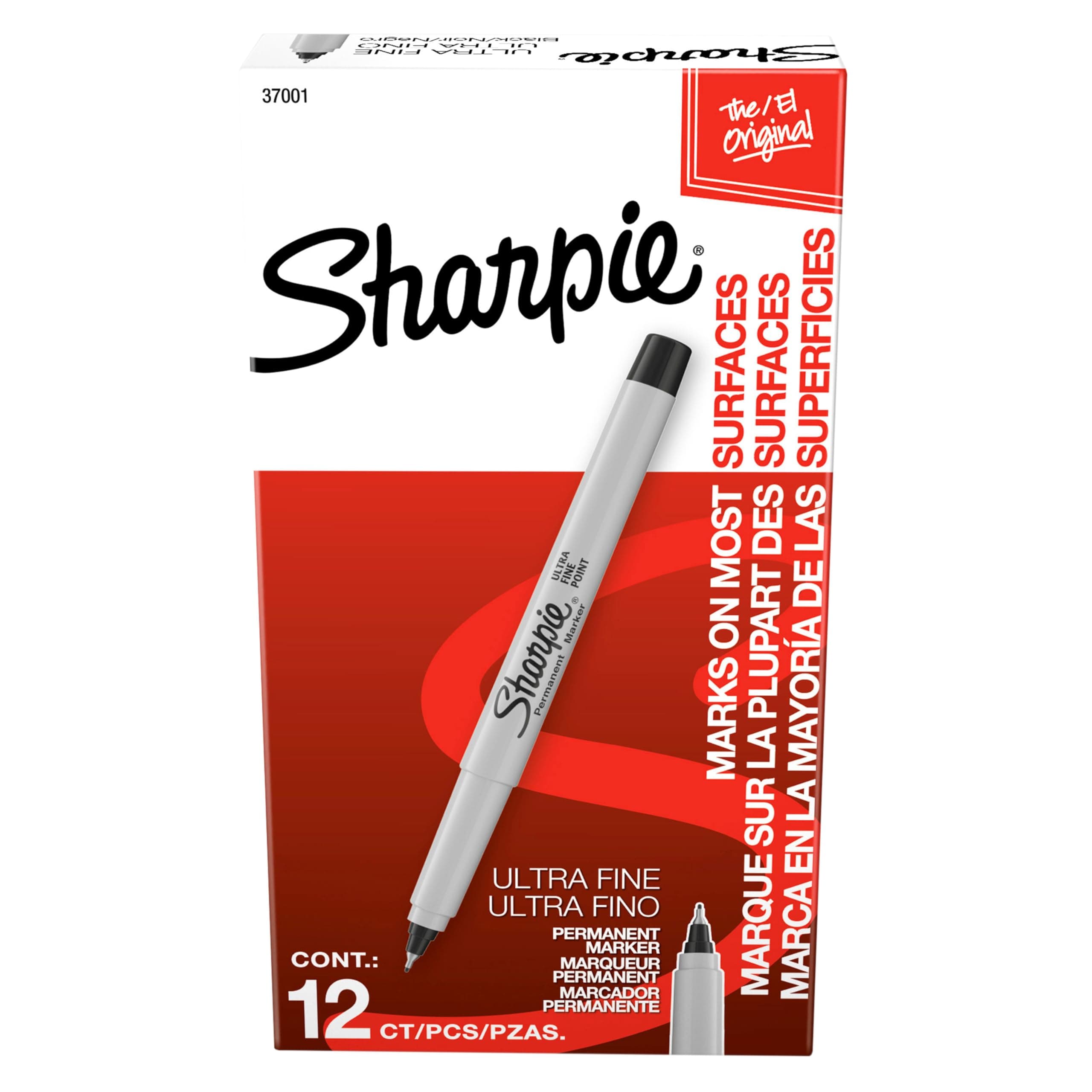Sharpie Permanent Markers, Ultra Fine Point, Black, 12-Count