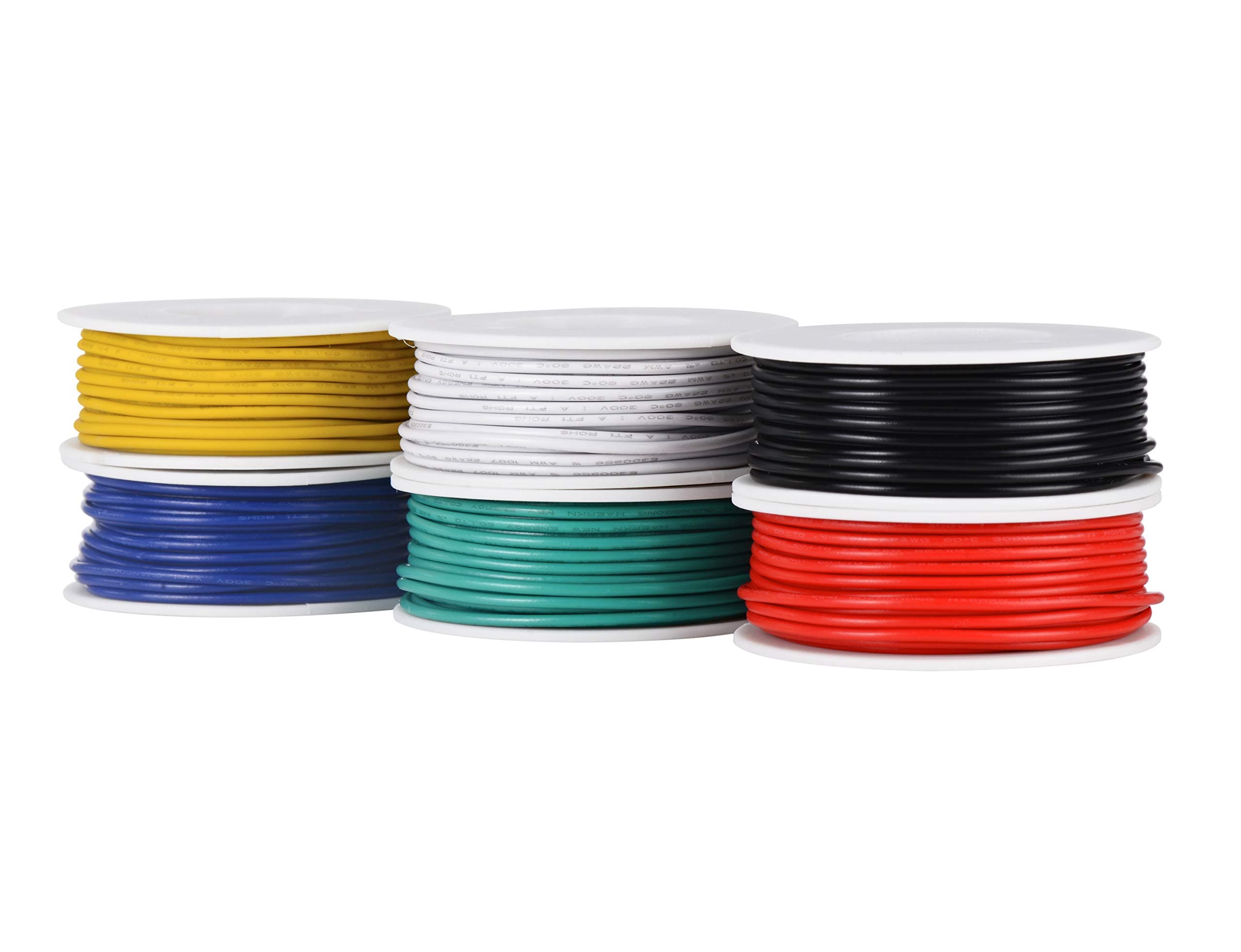 TUOFENG 20 AWG PVC Electrical Wire Kit- 6 Different Colored 23 Feet spools- 20 Gauge Stranded Wire- Tinned Copper Hookup Wire Kit for DIY DC
