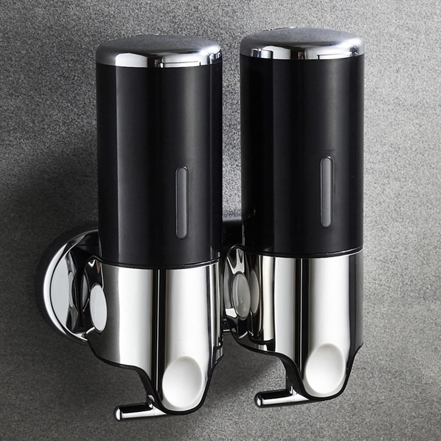 Double Wall Mount Pump Soap Dispenser,2 X 500ML Shampoo and Shower PumpDouble Soap Dispenser Wall Mounted Shampoo Conditioner,Shower Gel Lotion,Soap,for Bathroom Kitchen Home Hotel Chamber(Black)