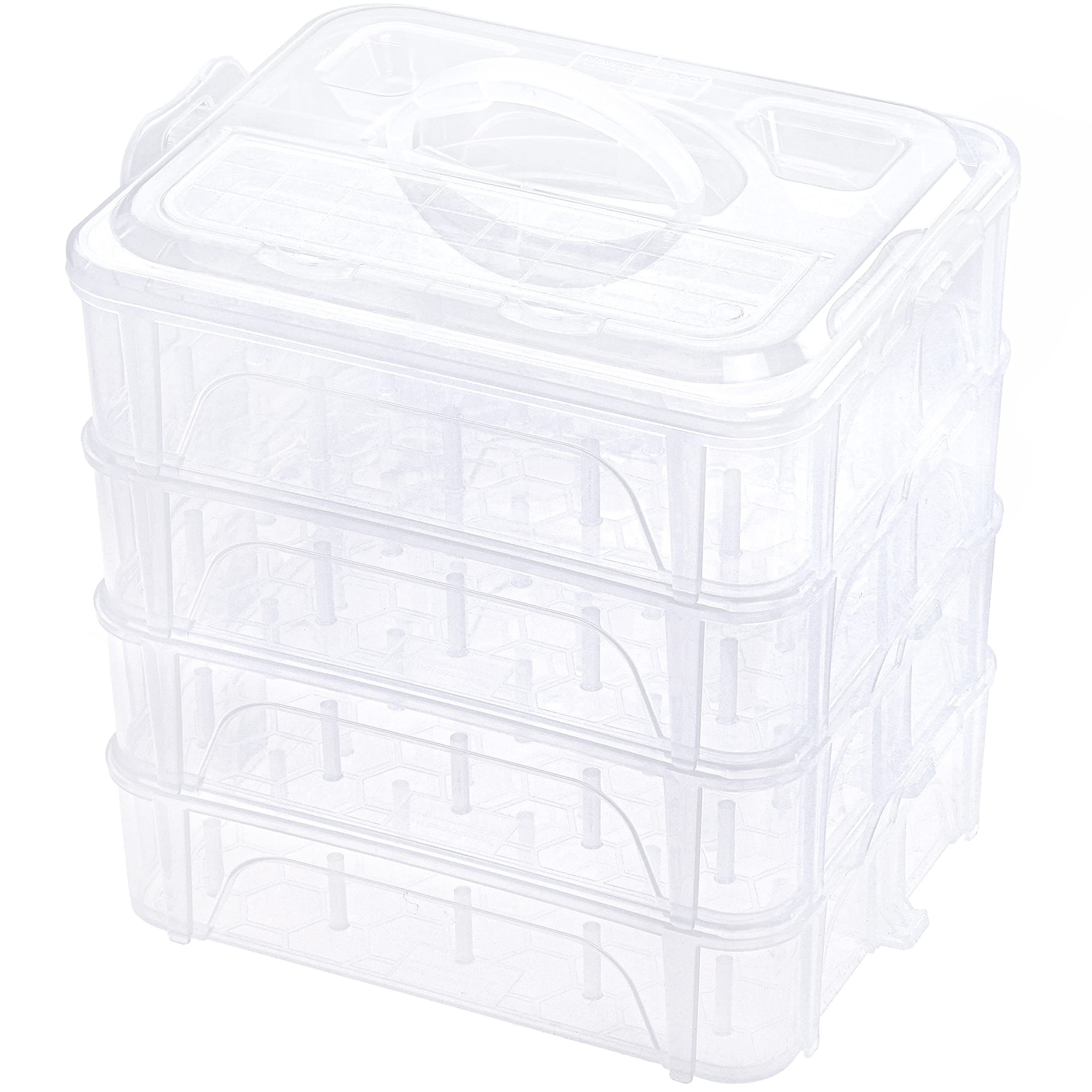 New brothread 4 Layers Stackable Clear Storage Box/Organizer for Holding 80 Spools Home Embroidery & Sewing Thread (Spool Size Requirement: Height≤2.2"/5.6CM; Width≤1.69"/4.3CM)