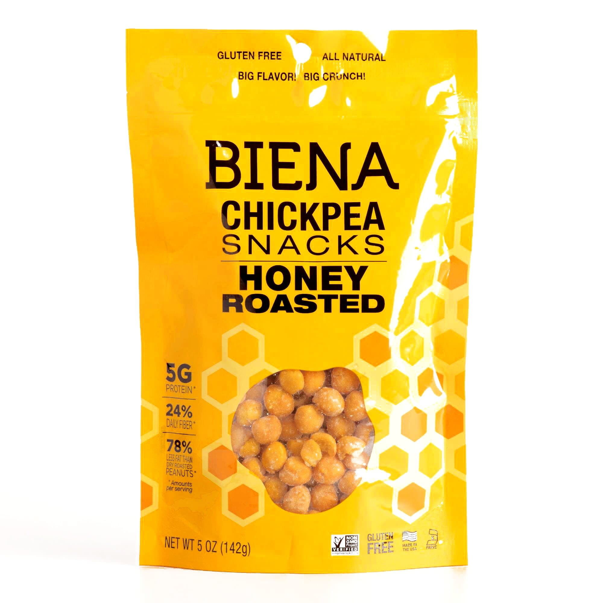 Biena Honey Roasted Chickpea Snacks 5 oz each (6 Items Per Order)