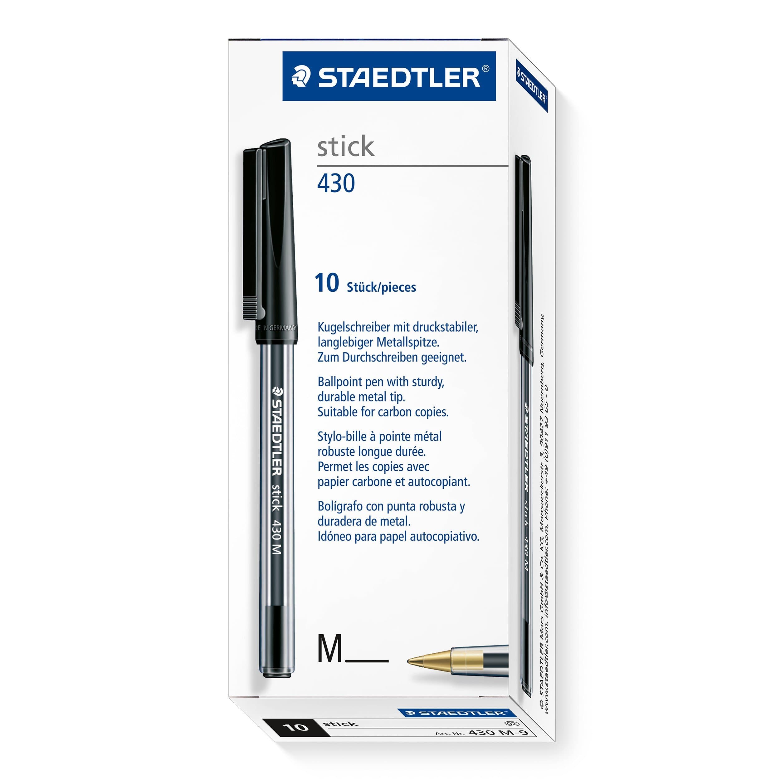 Stick 430 M-9 Ballpoint Pen Medium - Black (Box of 10)