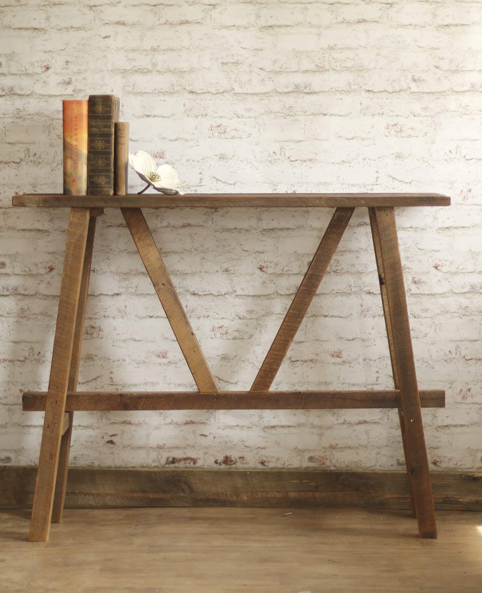 Rustic Console Table made from Reclaimed Wood, Narrow Footprint