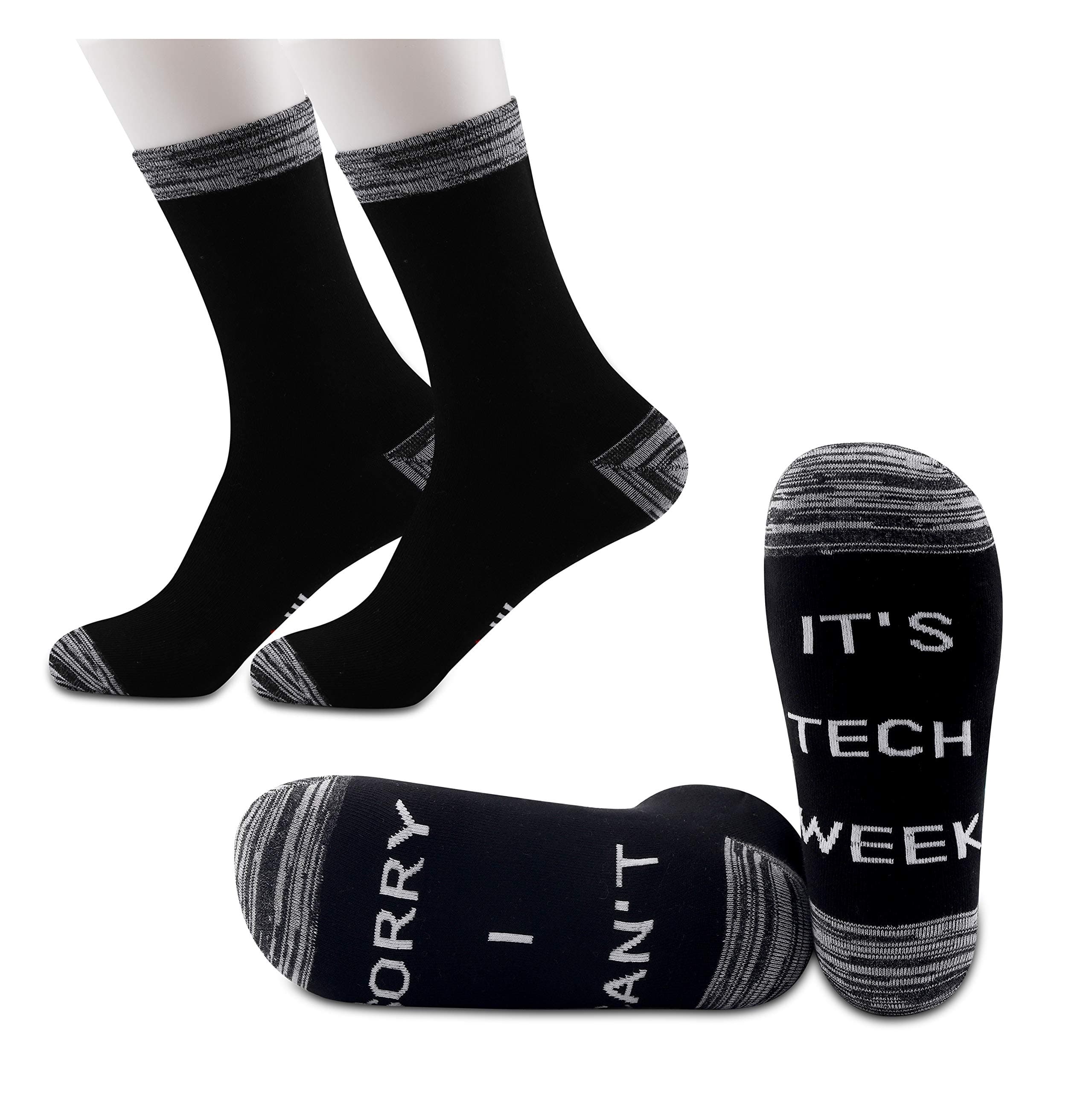 PYOUL 2 Pairs Theatre Socks Tech Week Socks Tech Week Gifts Funny Socks Sorry I Can’t It’s Tech Week Socks