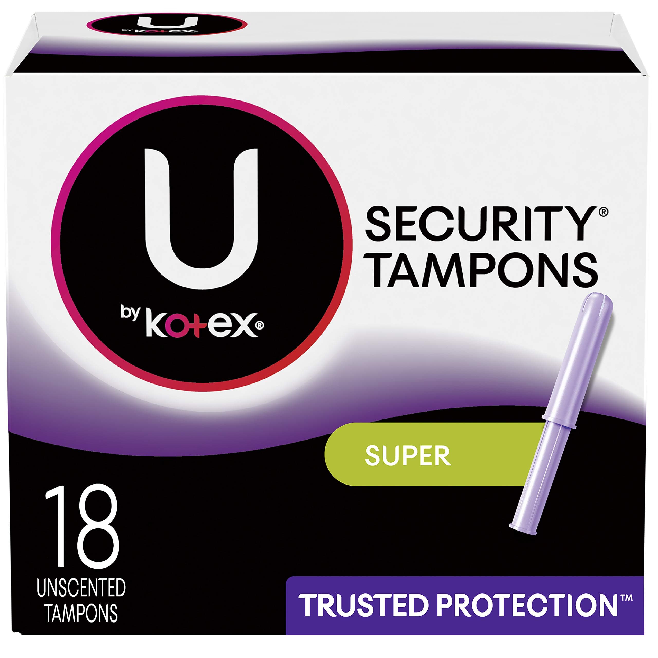 U by Kotex Security Tampons, Super Absorbency, Unscented, 18 Count